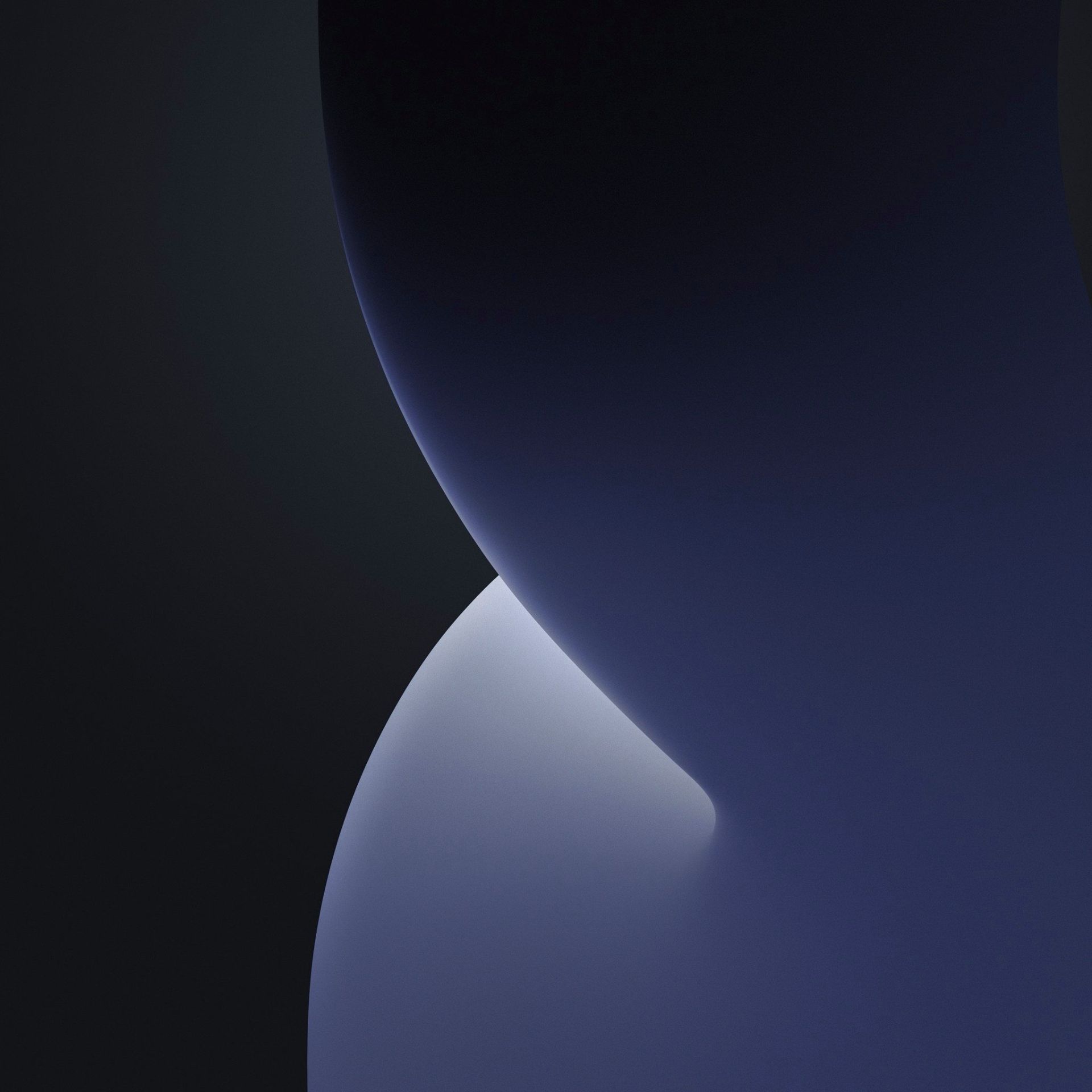 والپیپر iOS 14 حالت تاریک رنگ آبی پررنگ و مشکی