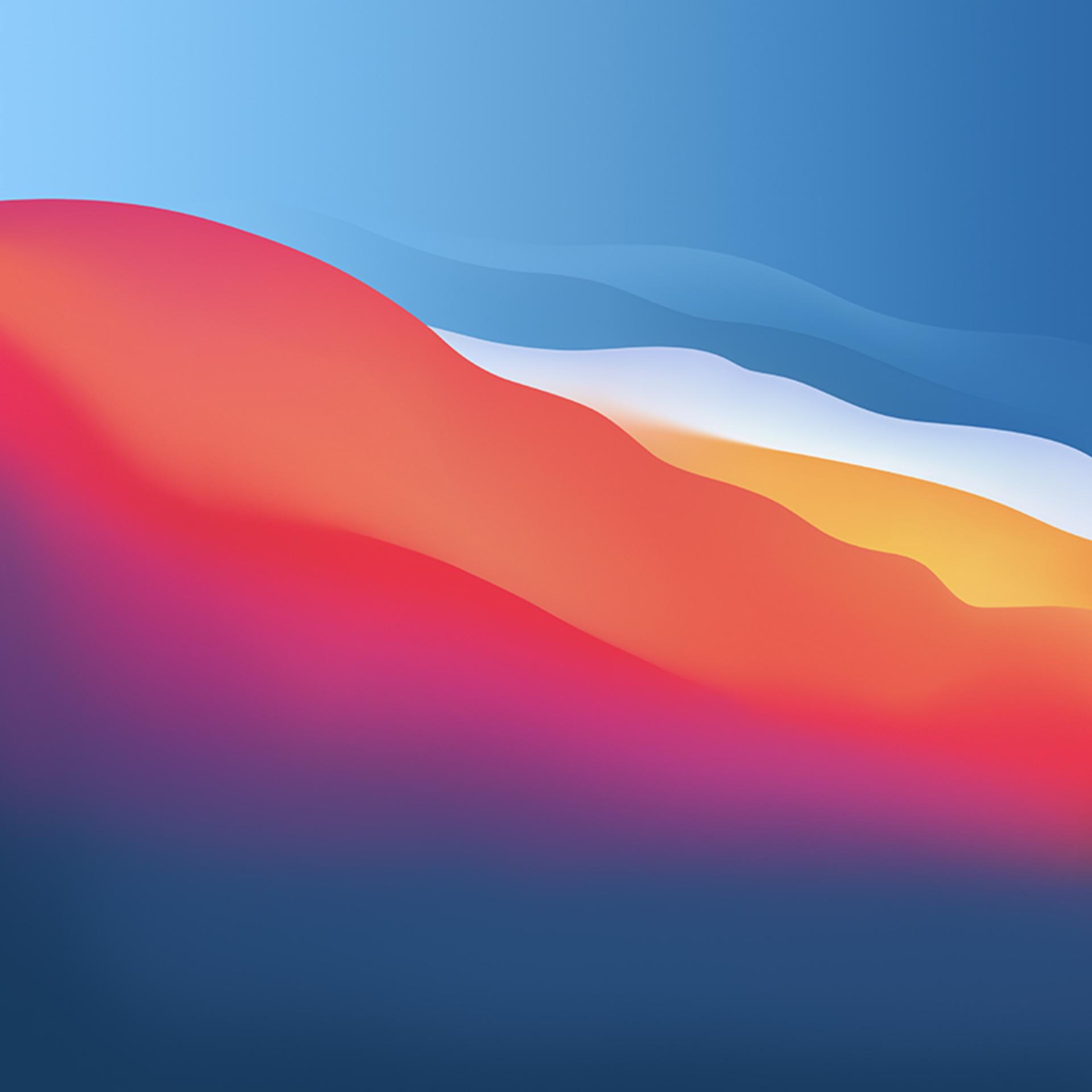 والپیپر macOS Big Sur رنگ آبی و قرمز و نارنجی و زرد و سفید