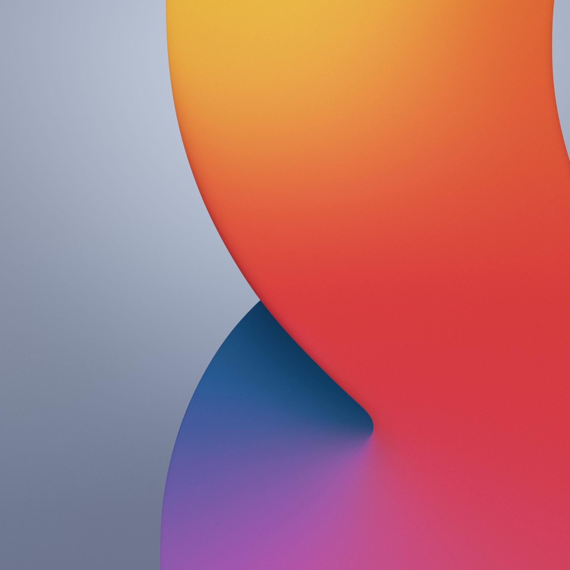 والپیپر iOS 14 حالت روشن رنگ آبی و خاکستری و نارنجی