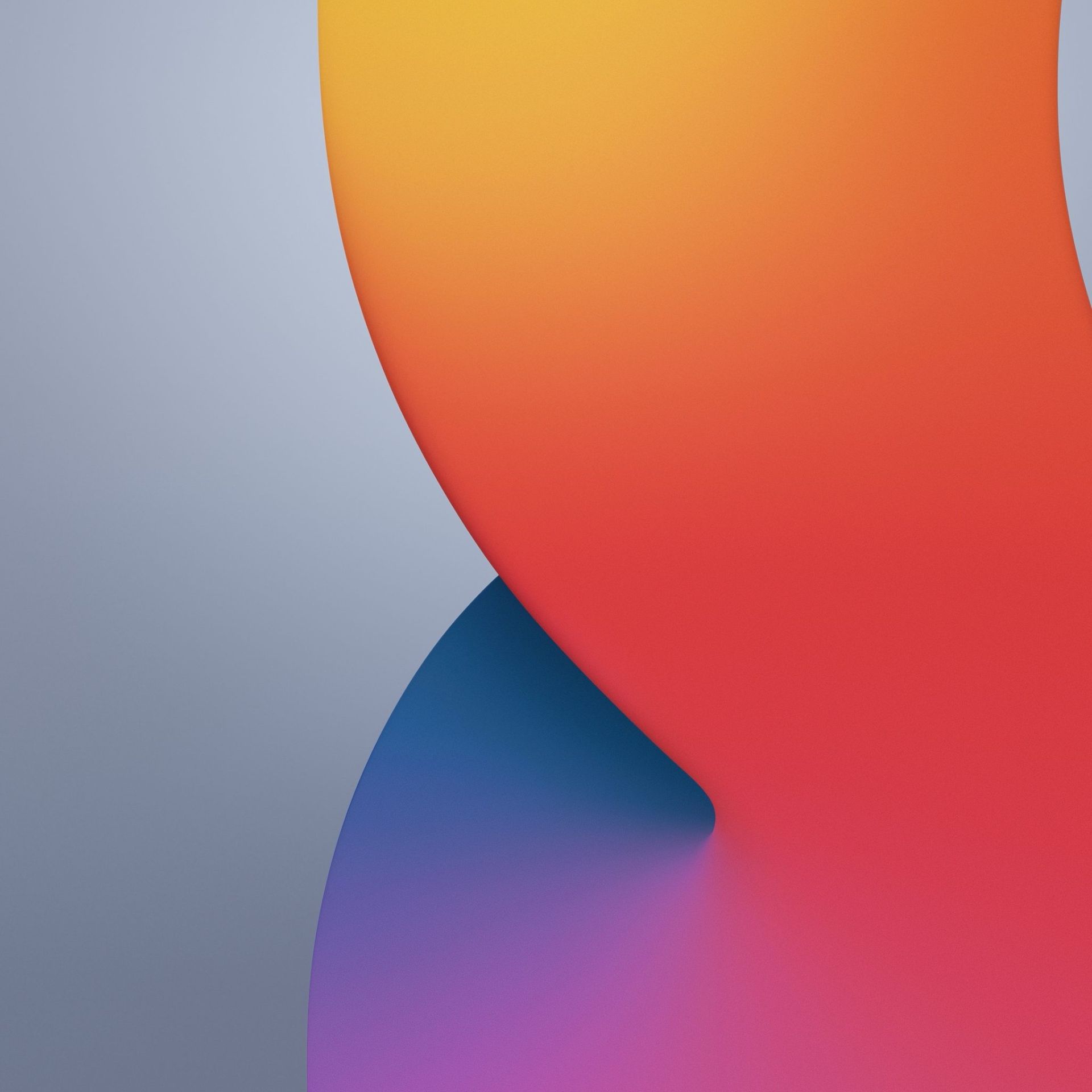 والپیپر iOS 14 حالت روشن رنگ آبی و خاکستری و نارنجی