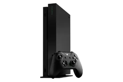مرجع متخصصين ايران ايكس باكس وان ايكس مايكروسافت نماي جلو با دسته حالت ايستاده / Microsoft Xbox One X