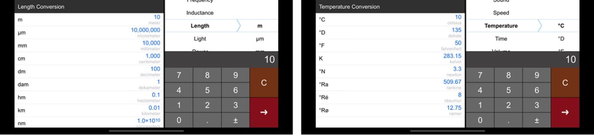 اسکرین شات اپلیکیشن Unit Converter Pro HD