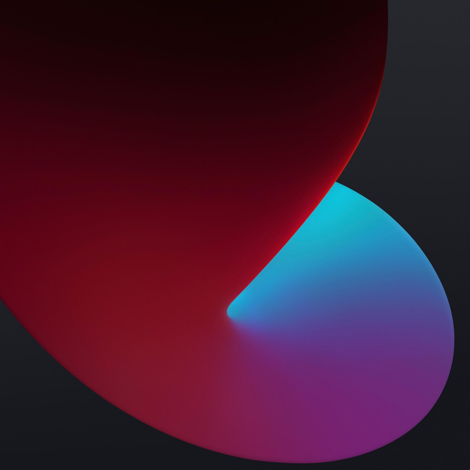 والپیپر iPadOS 14 رنگ قرمز تاریک و مشکی و آبی