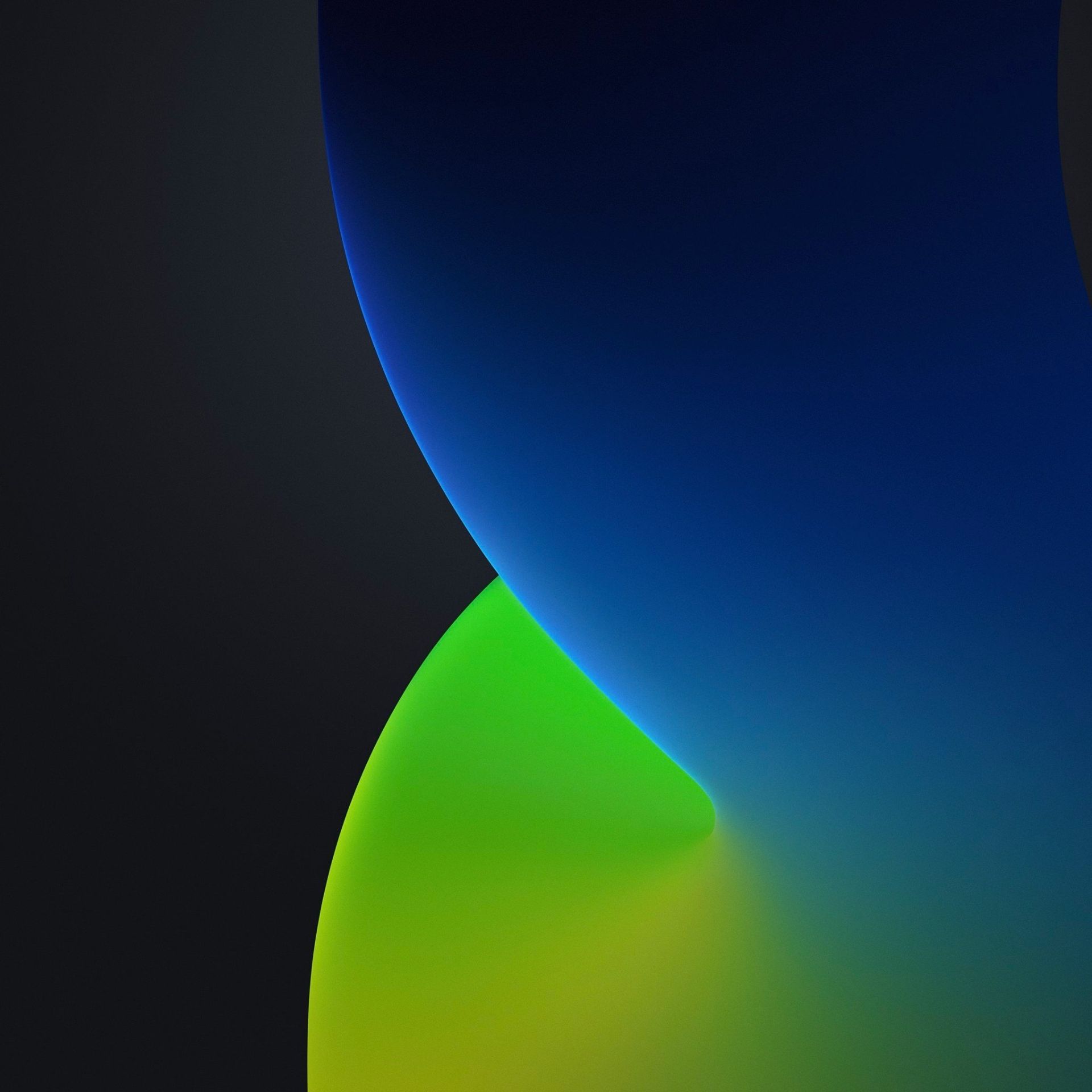 والپیپر iOS 14 حالت تاریک رنگ سبز و زرد و آبی و مشکی