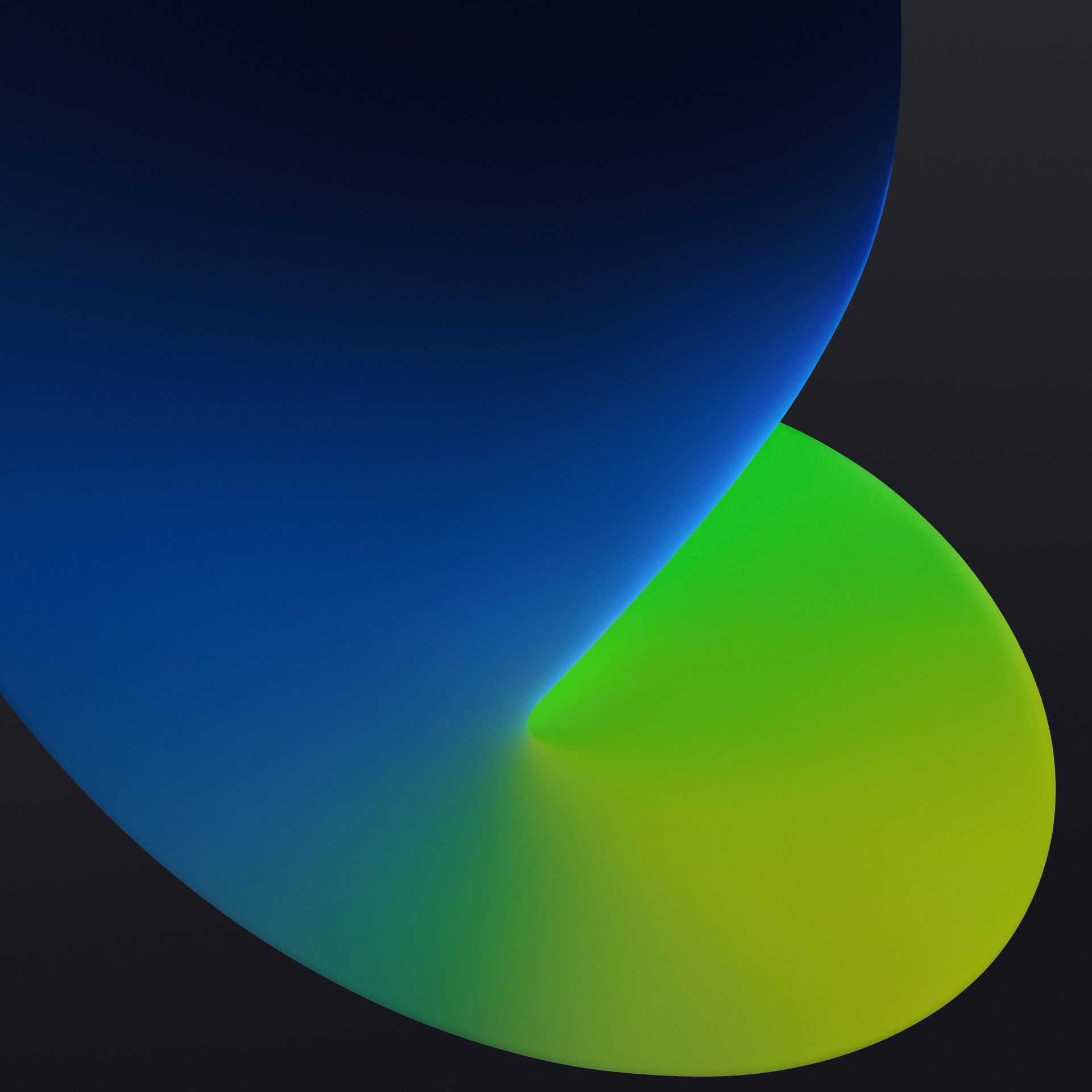 والپیپر iPadOS 14 حالت تاریک رنگ سبز و بنفش و مشکی