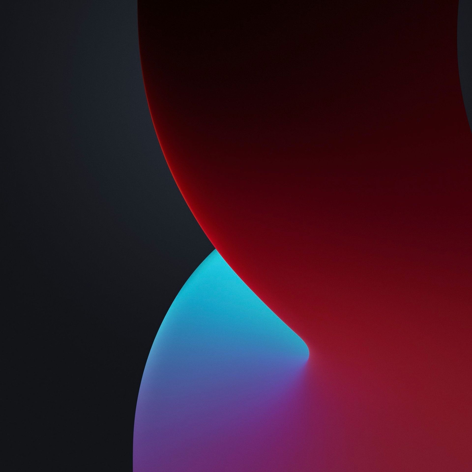 والپیپر iOS 14 حالت تاریک رنگ قرمز و آبی و مشکی