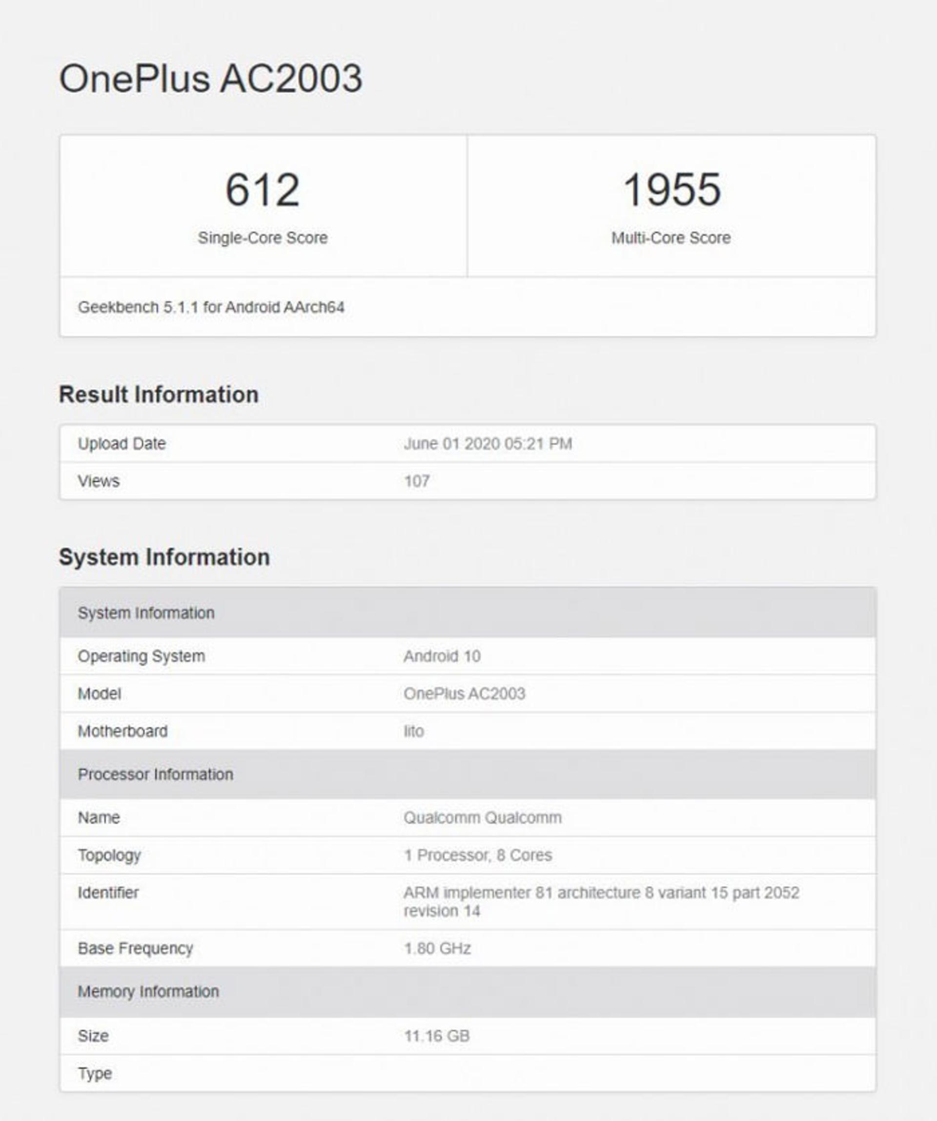 وان‌پلاس Z در Geekbench
