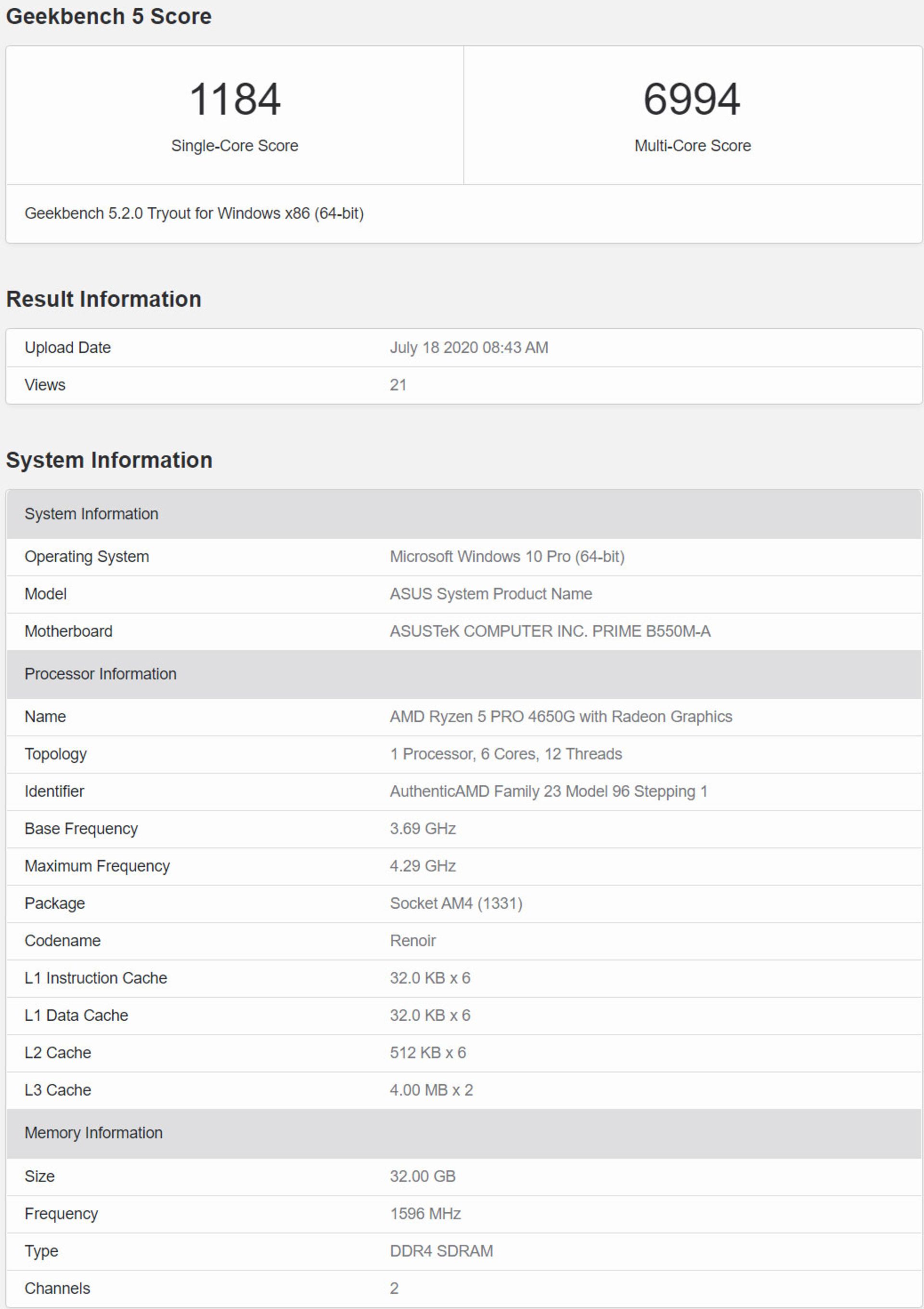 بنچمارک پردازنده‌ی AMD Ryzen 5 Pro 4650G