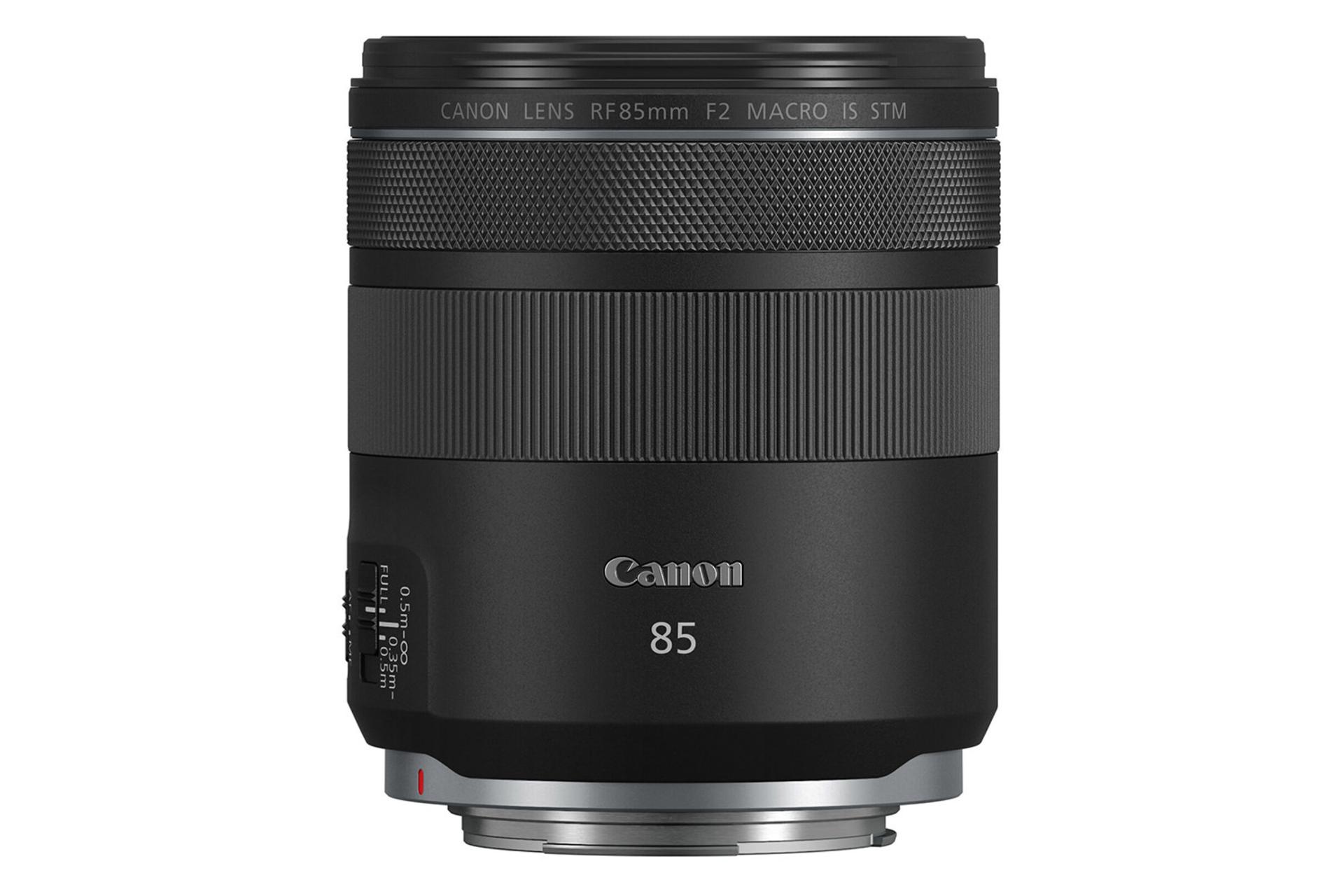 لنز کانن RF 85mm F2 Macro IS STM نمای بغل / Canon RF 85mm F2 Macro IS STM