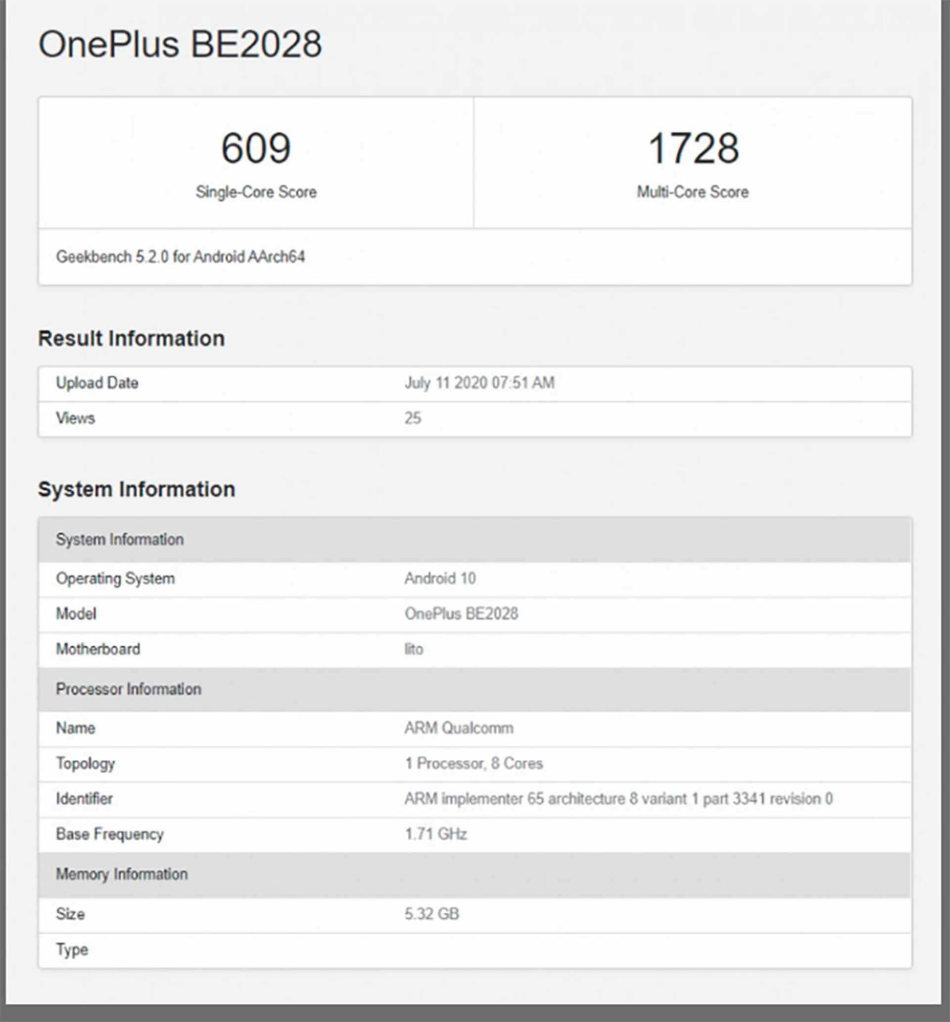 نتایج بنچمارک وان پلاس BE2028