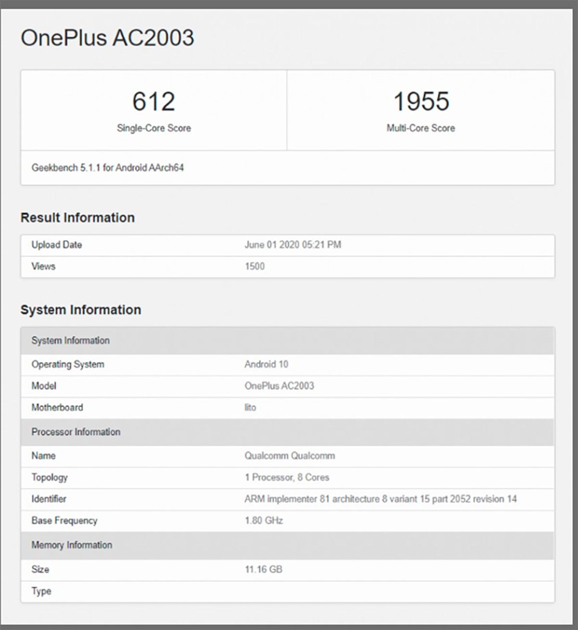 نتایج بنچمارک وان پلاس نورد / AC2003