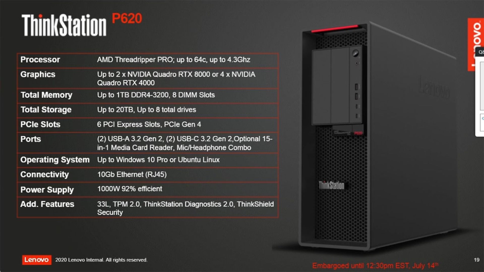  Lenovo ThinkStation P620