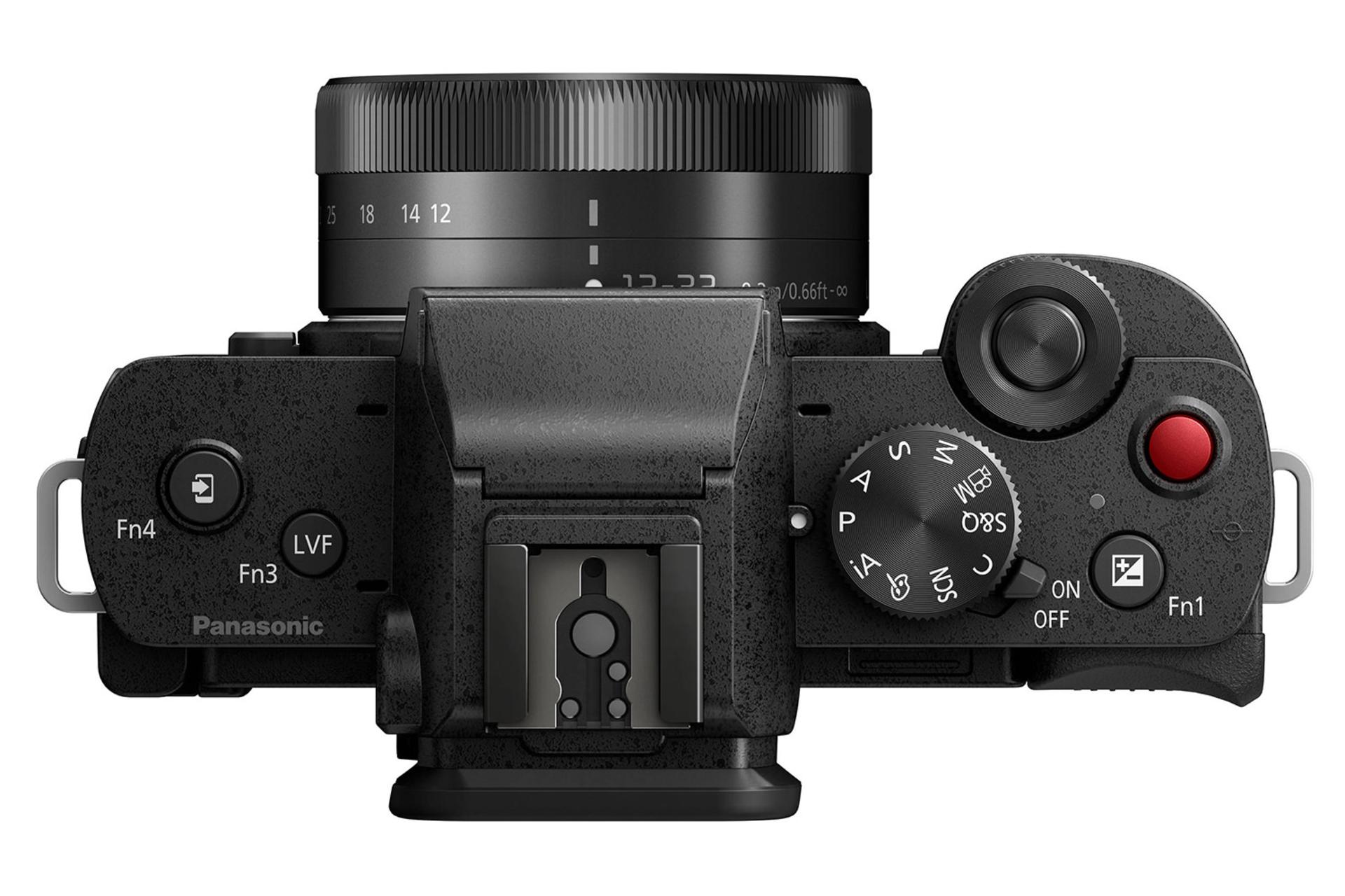 دوربین پاناسونیک لومیکس Panasonic Lumix DC-G100 نمای جلو بالا و دکمه های کنترل / Panasonic Lumix D