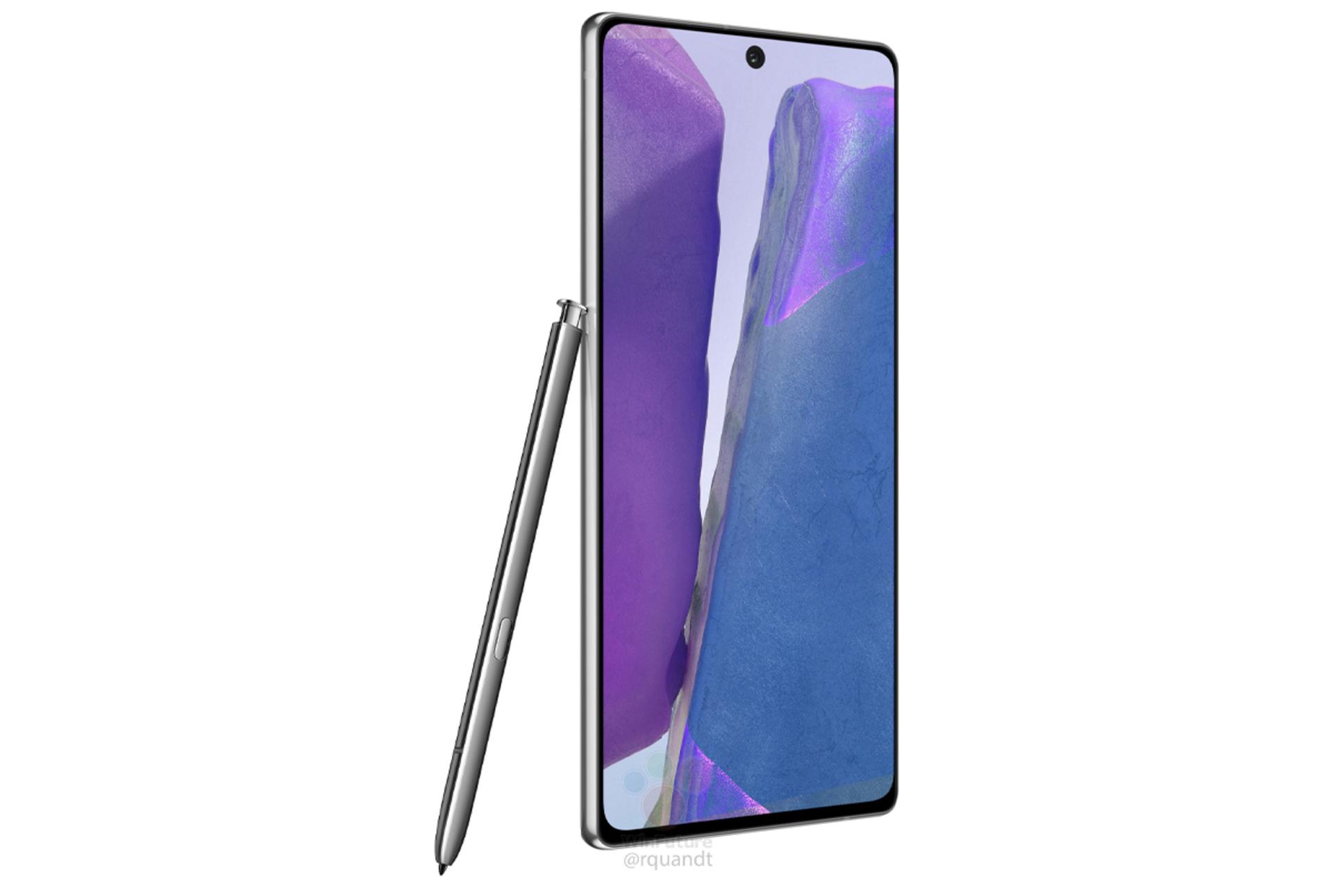 رندر نوت 20 / Galaxy Note 20 نمای سه رخ رنگ خاکستری