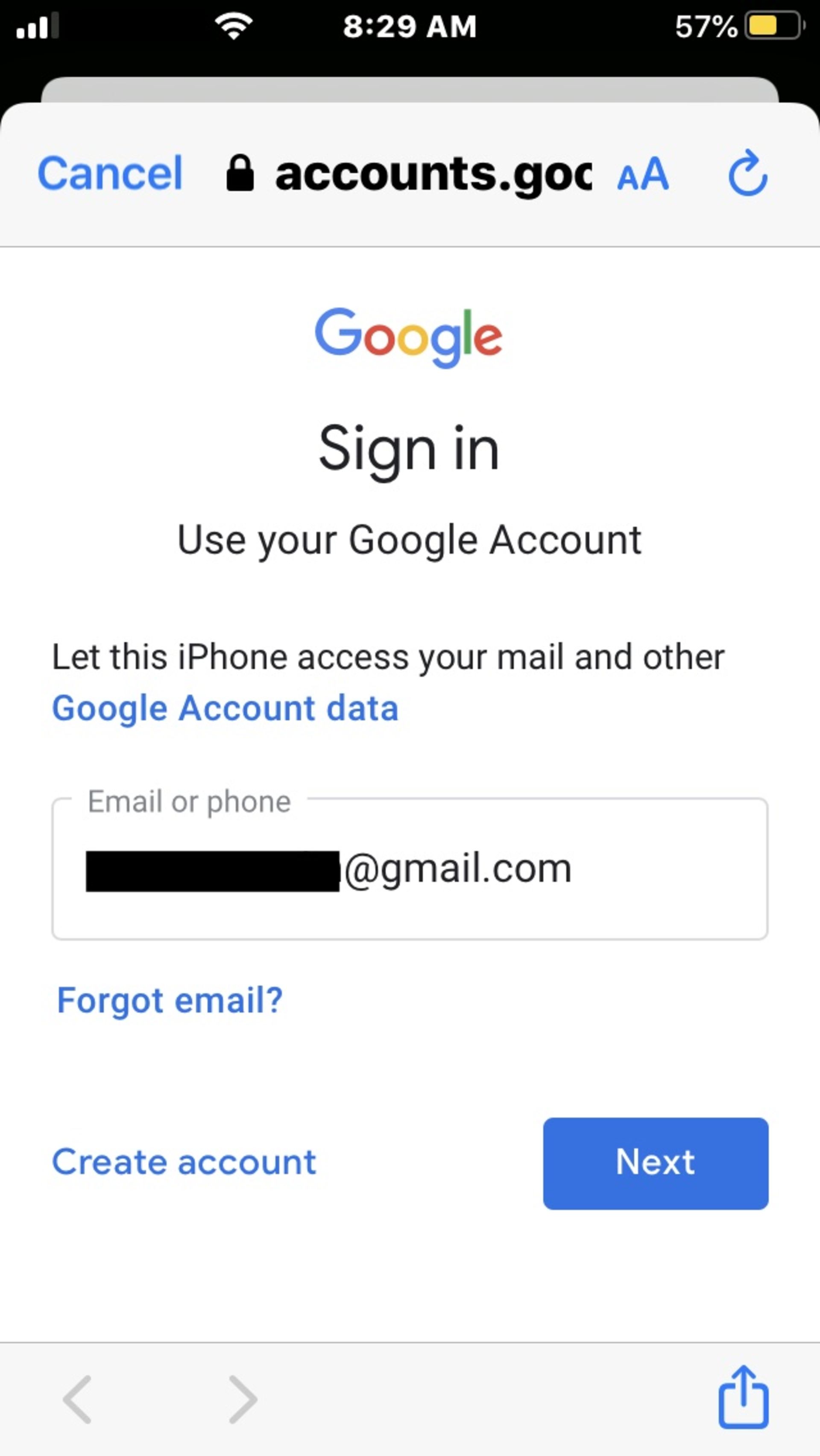 APP برای حساب کاربری در iOS