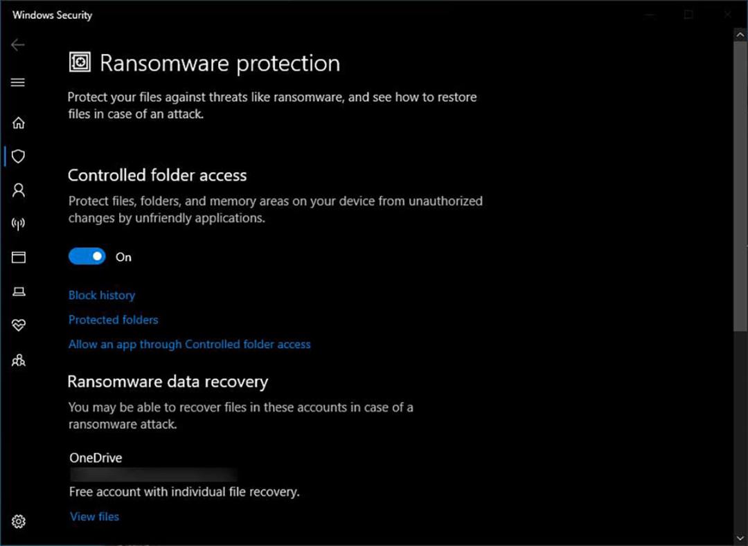 Controlled Folder Access ویندوز ۱۰