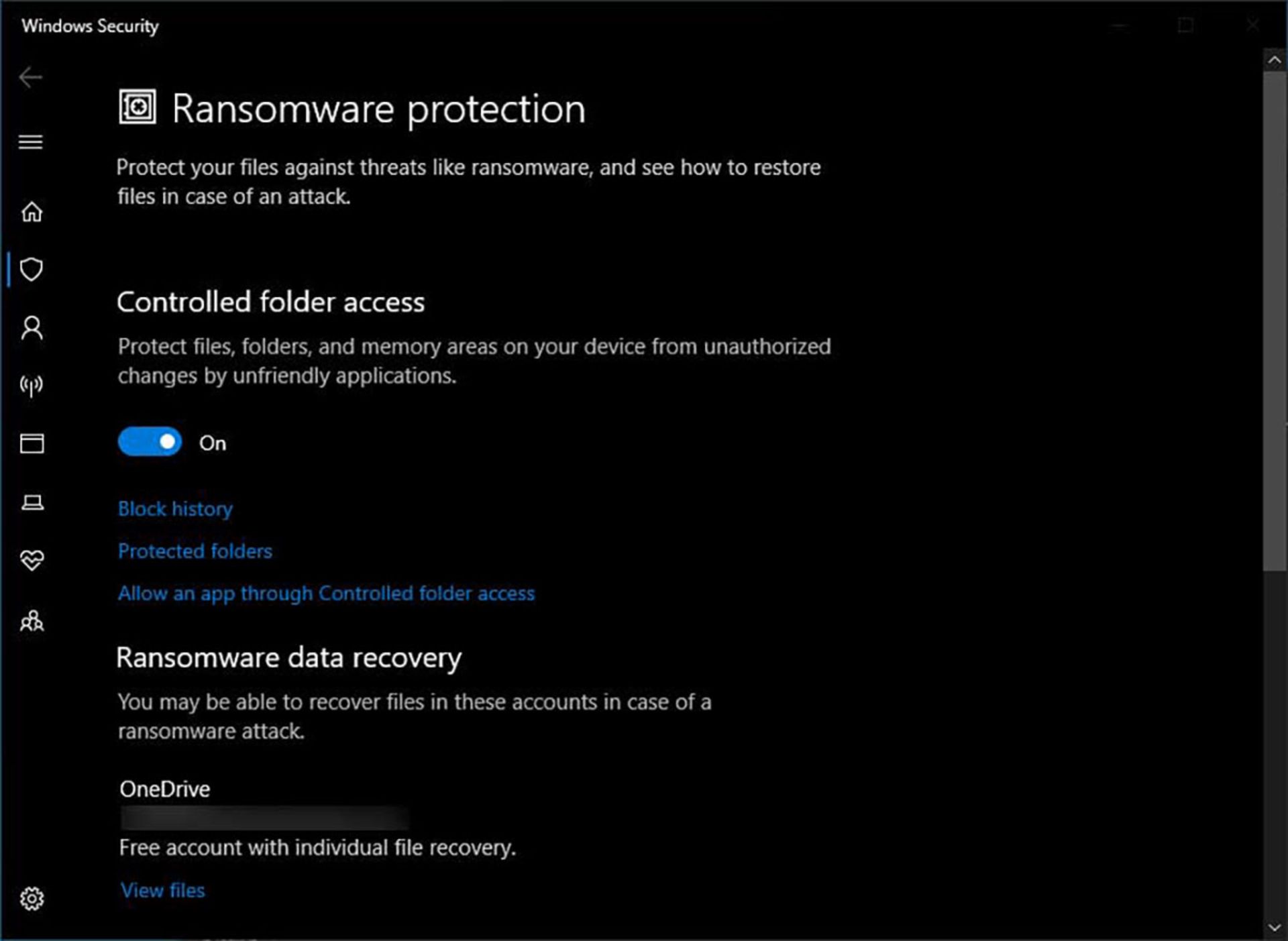 Controlled Folder Access ویندوز ۱۰