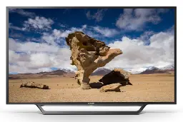 نمای جلو تلویزیون سونی W650D مدل 40 اینچ با صفحه روشن