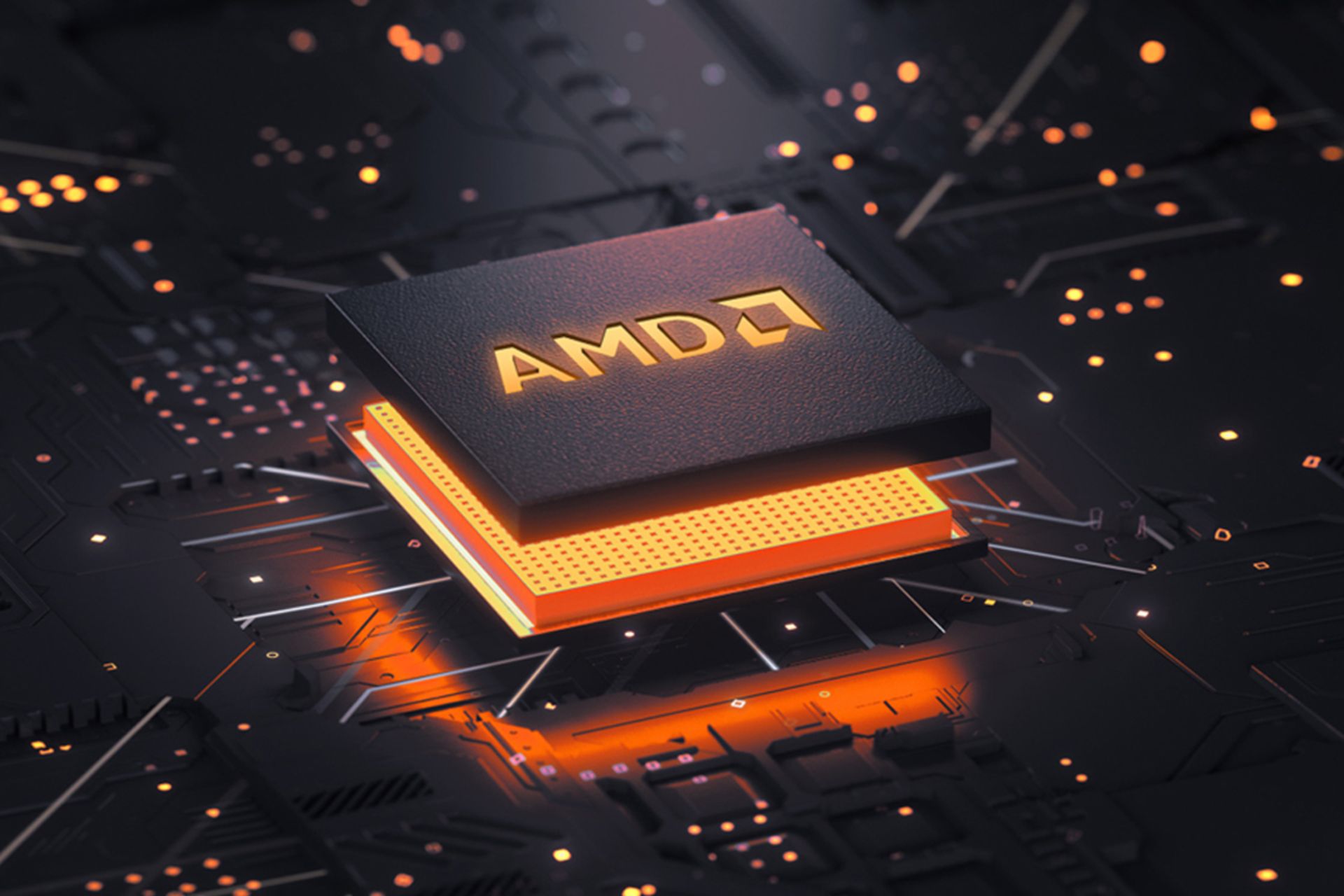 مرجع متخصصين ايران تصوير گرافيكي تراشه اي ام دي / AMD رنگ نارنجي روي مادربرد