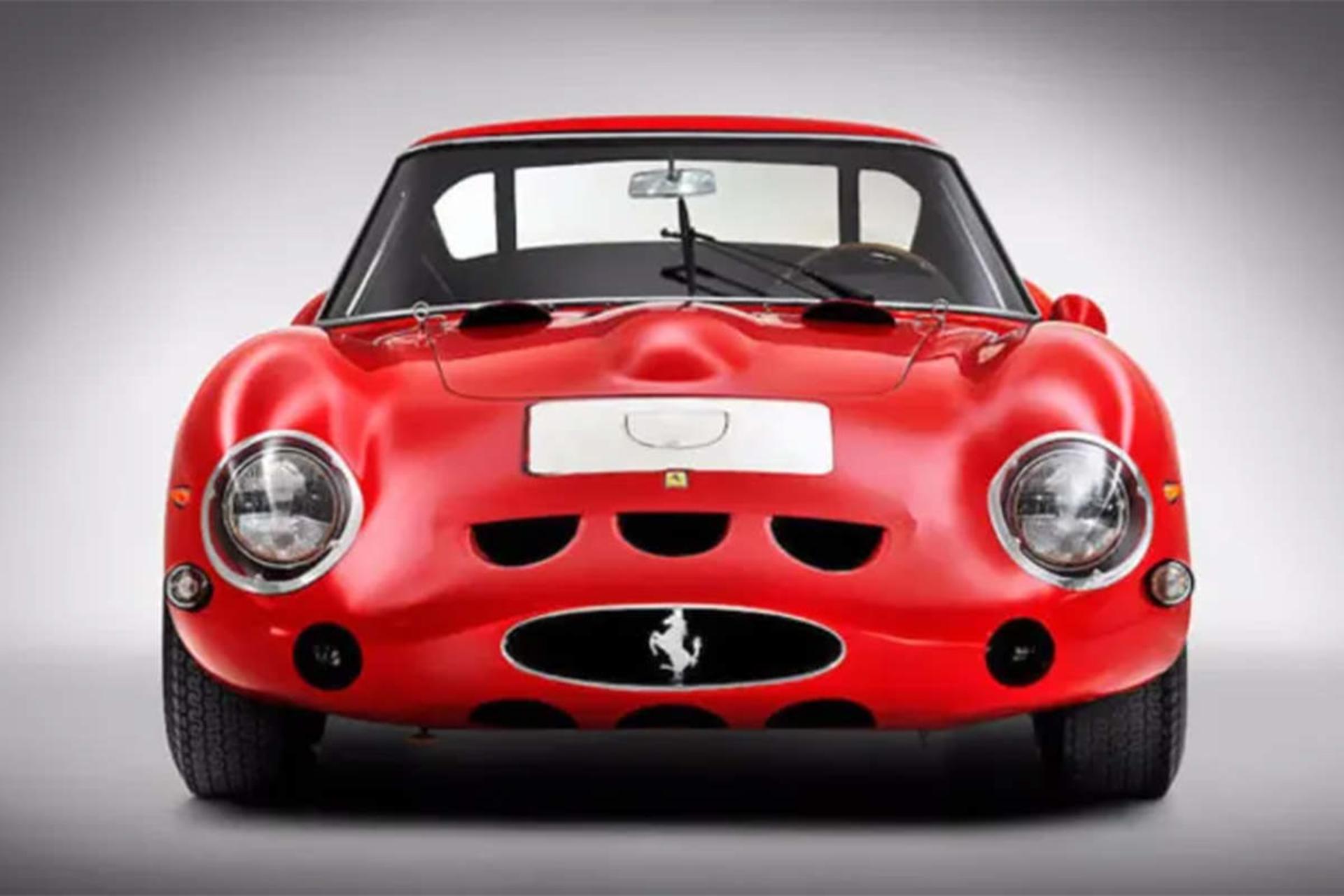 نمای جلو خودرو اسپرت / sports car فراری /  Ferrari 250 GTO قرمز رنگ