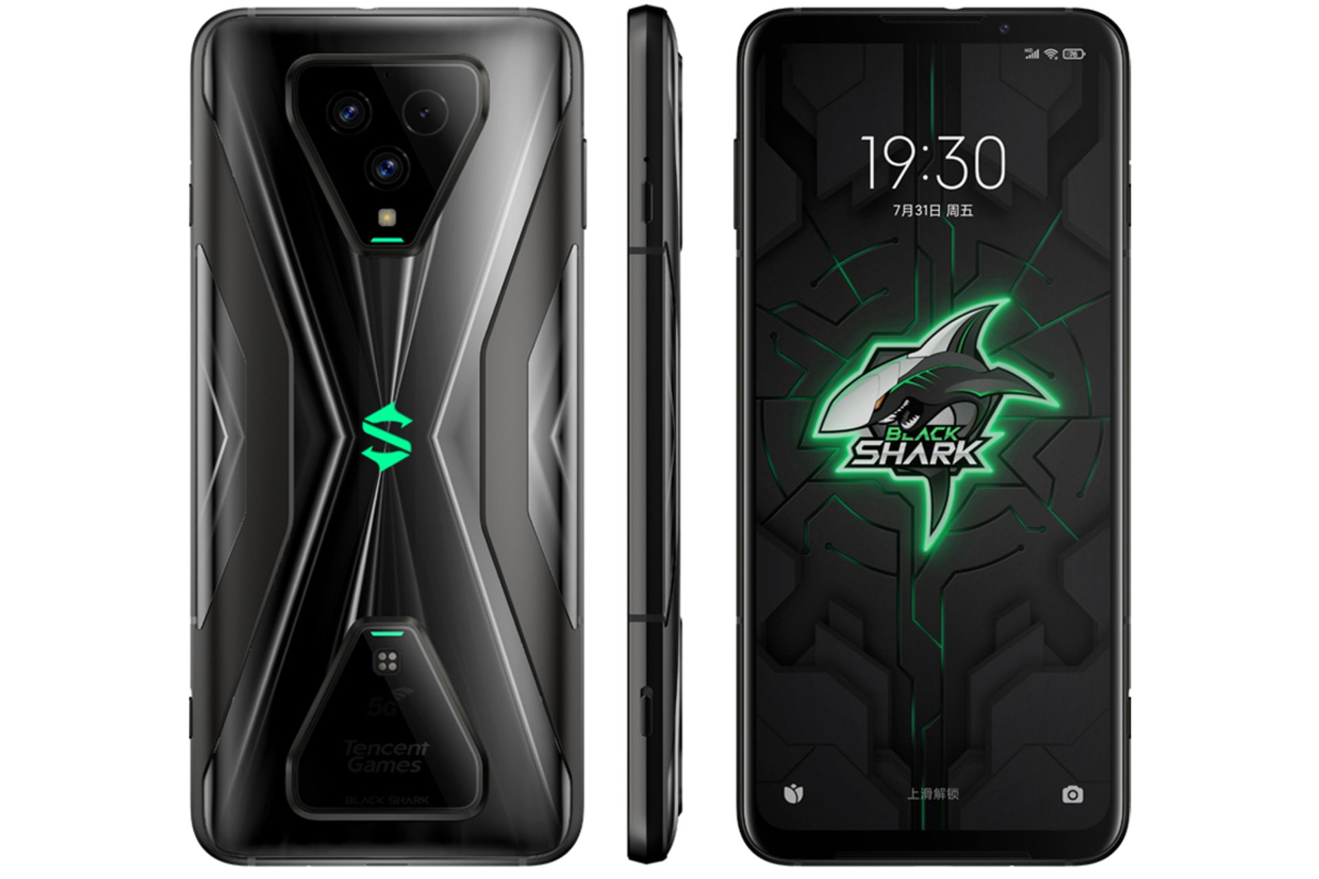 پشت و جلو و نیم رخ بلک شارک 3 اس / Black Shark 3S مشکی