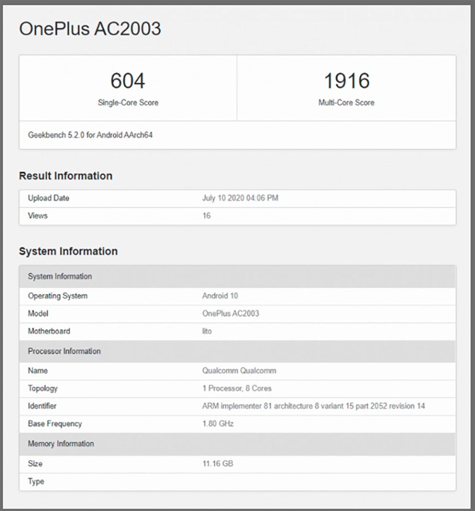 نتایج بنچمارک وان پلاسAC2003