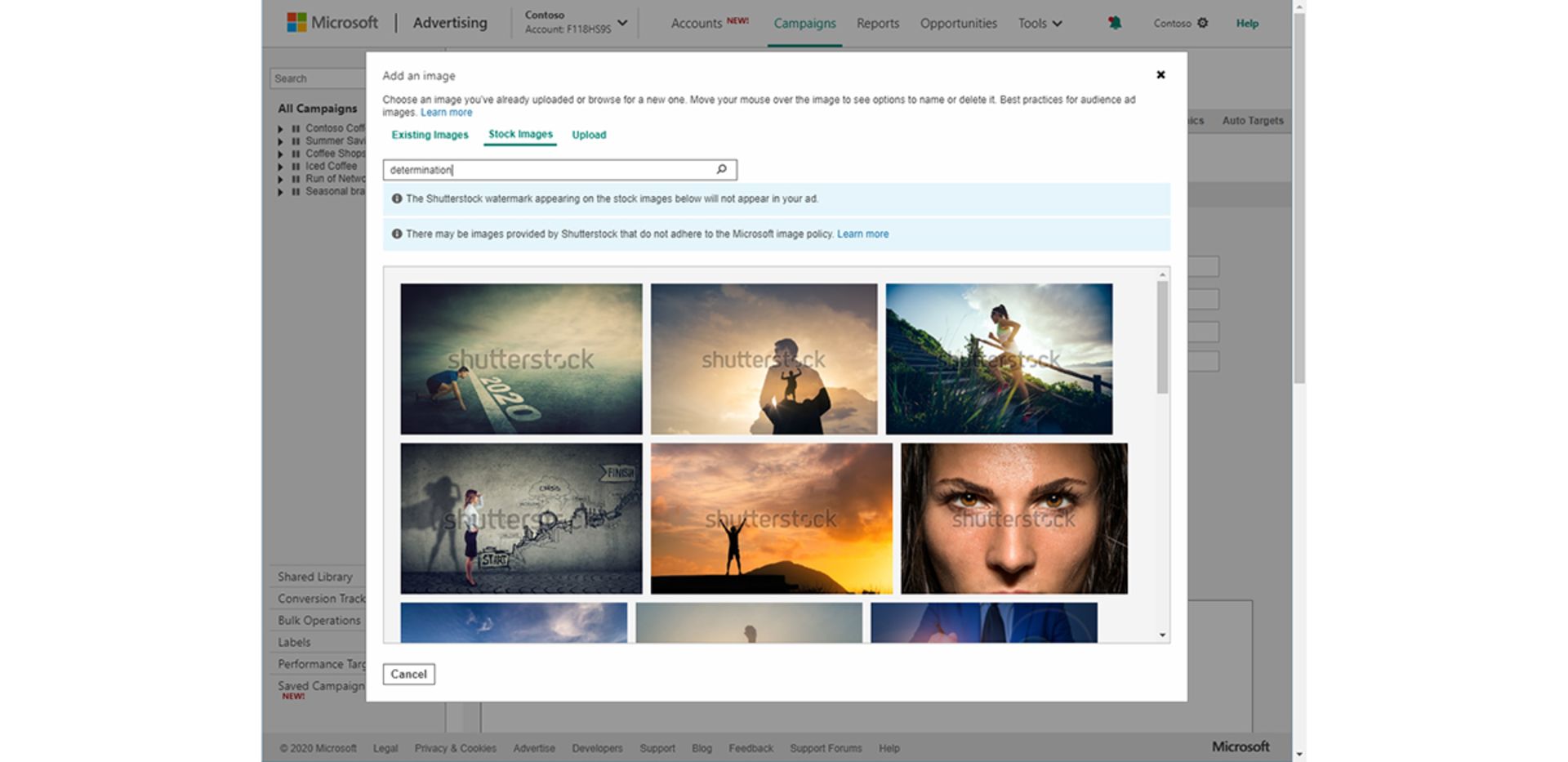 اسکرین شات محیط سرویس Microsoft Advertising