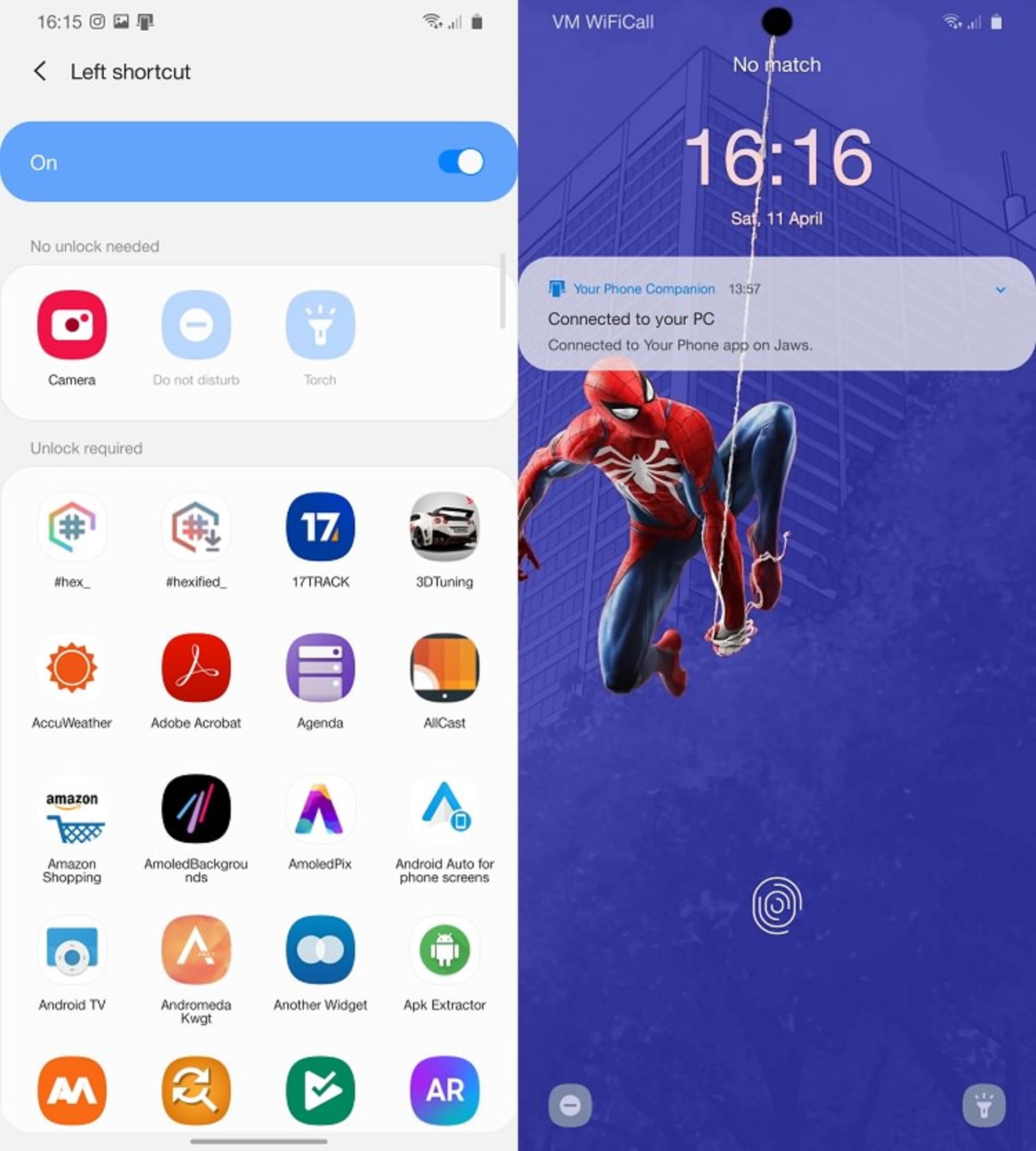 lockscreen shortcuts