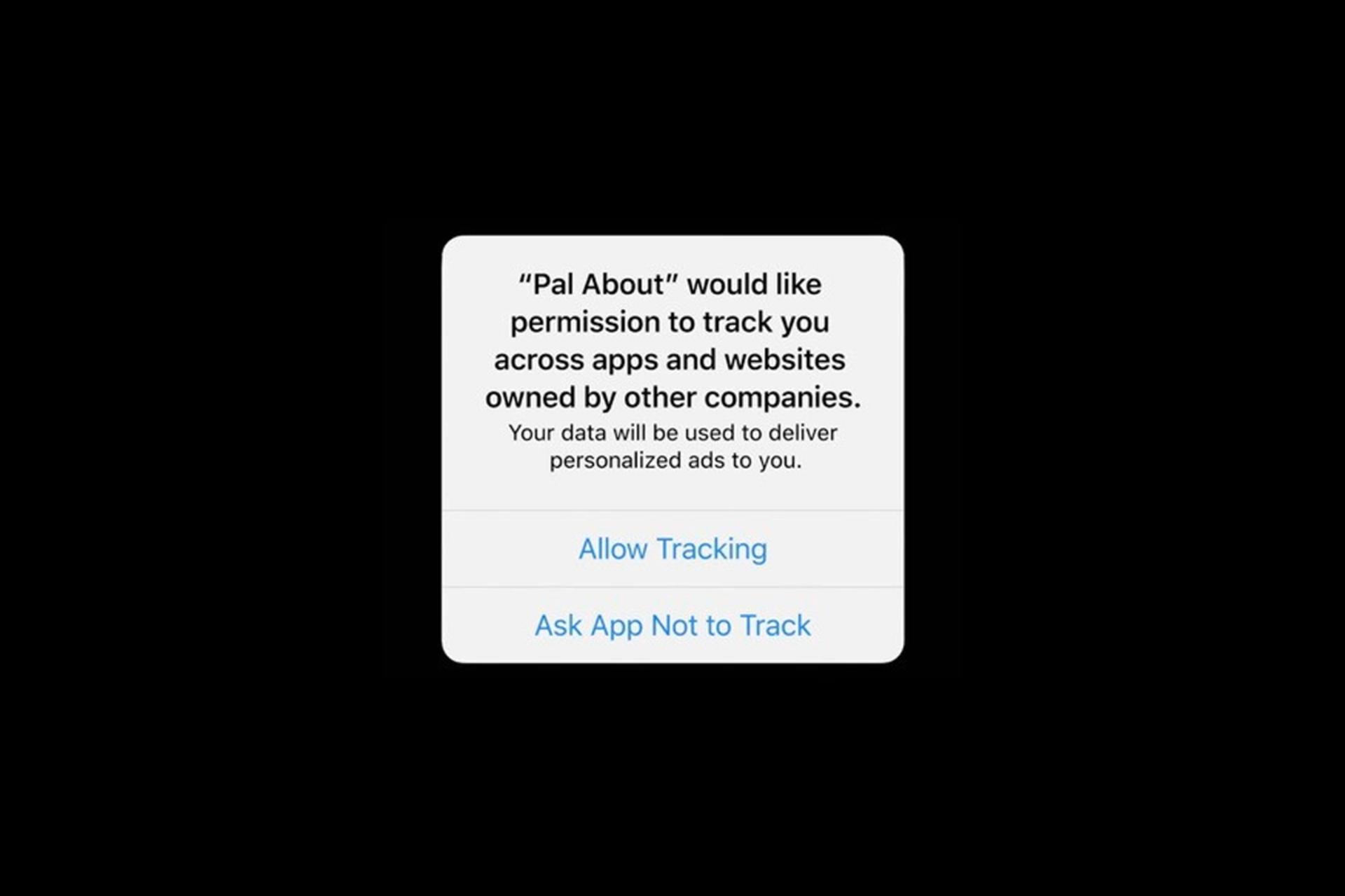 پیام شناور iOS 14 اپل در زمینه رهگیری فعالیت های کاربر برای تبلیغات