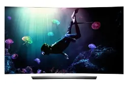 نمای جلوی تلویزیون OLED ال جی C6P مدل 55 اینچ با صفحه روشن
