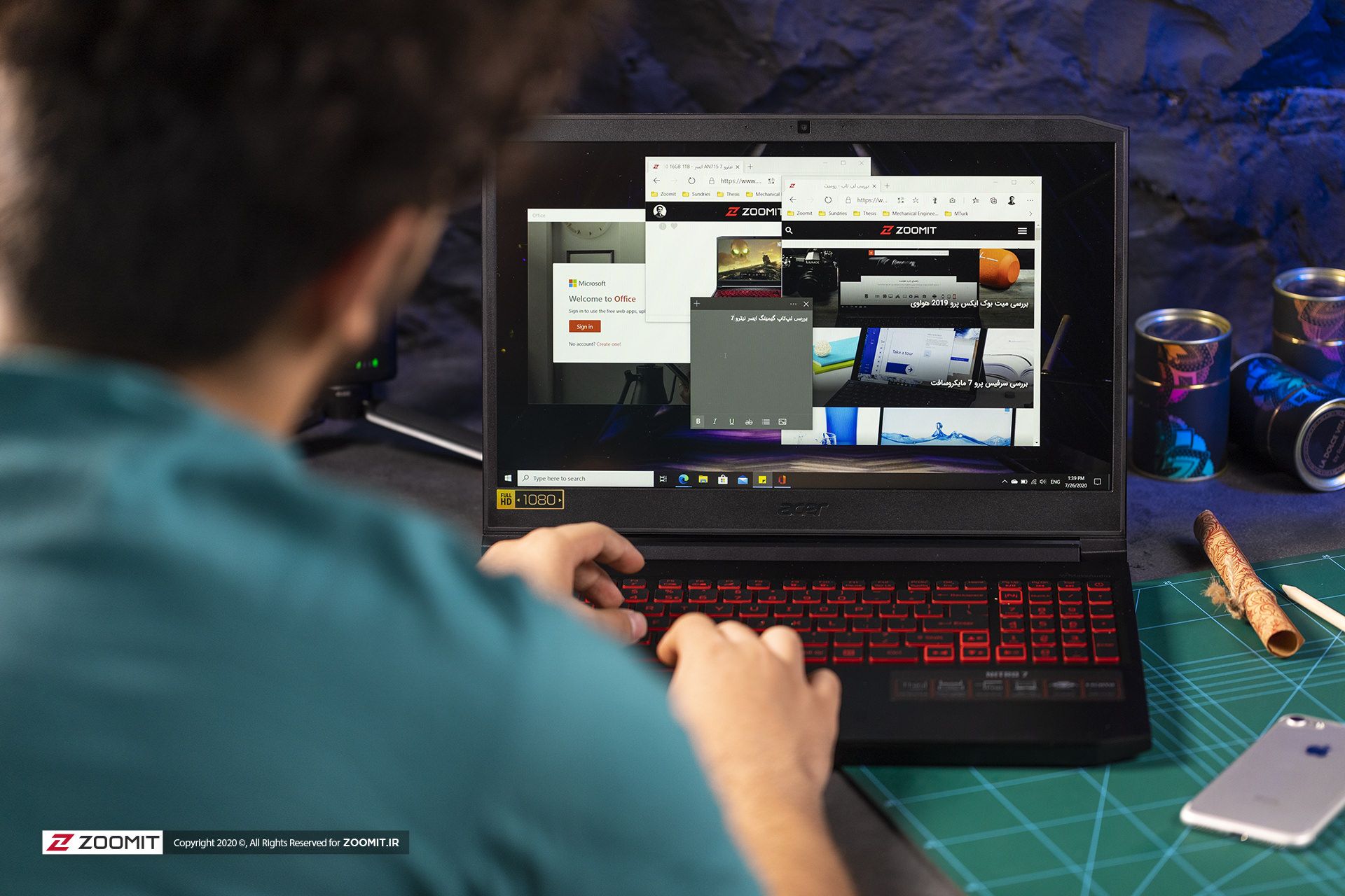 لپ تاپ گیمینگ ایسر نیترو 7 در حال اجرای ویندوز 10