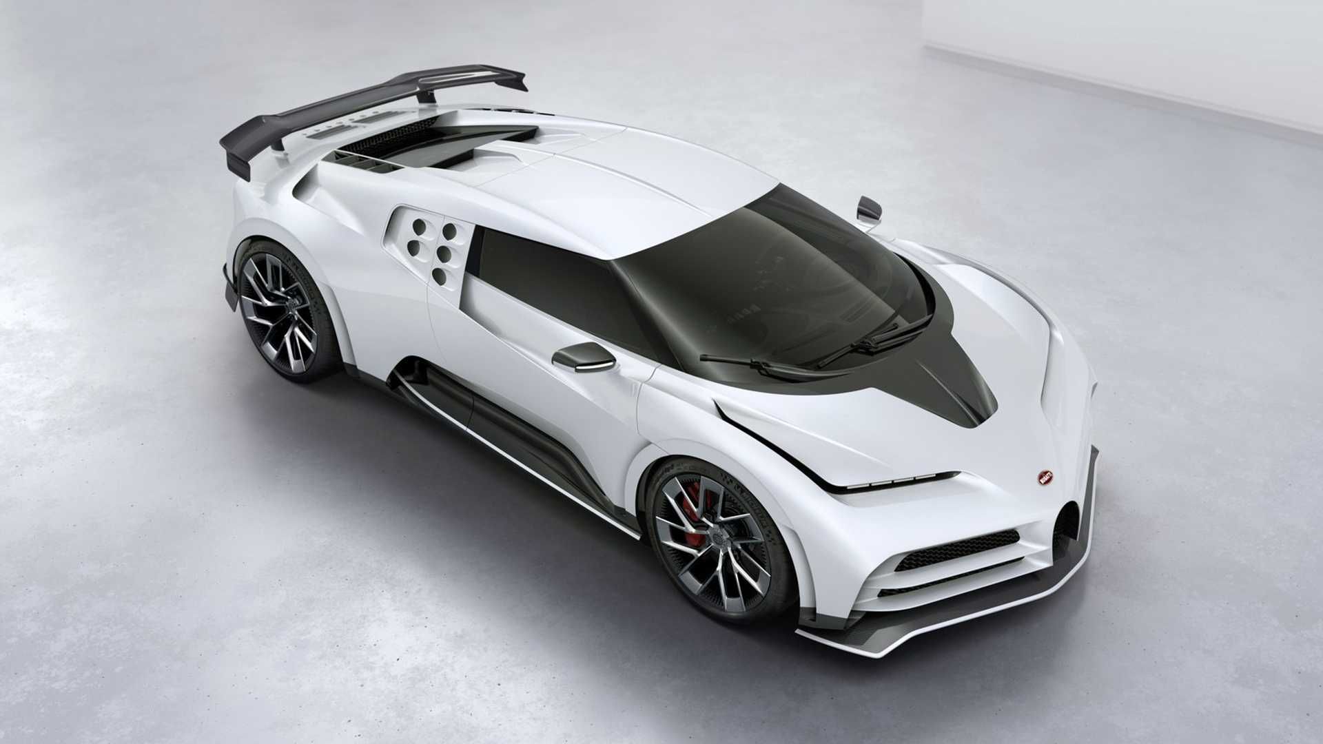 مرجع متخصصين ايران نماي جانبي بالا ابرخودرو بوگاتي سنتودايچي / Bugatti Centodieci hypercar سفيد رنگ