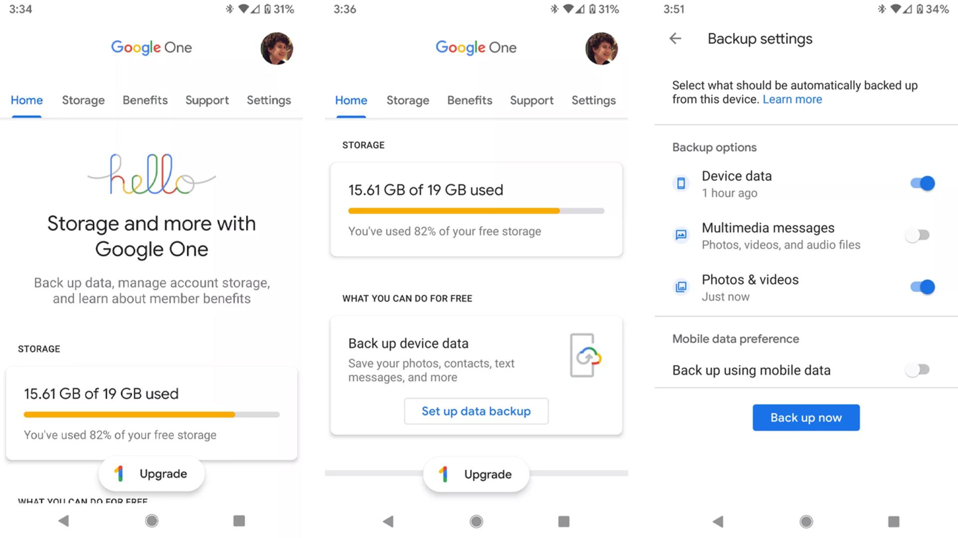 اسکرین شات گوگل وان / Google One آموزش گرفتن بکاپ