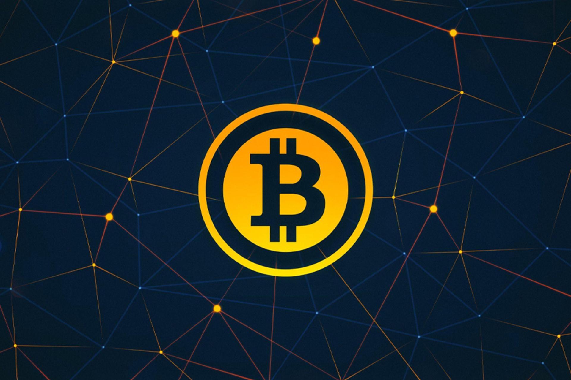 لوگو طلایی بیت کوین / Bitcoin در پس زمینه مشکی