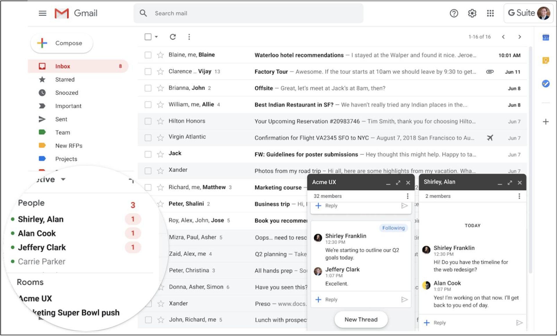 ادغام google meet در جیمیل