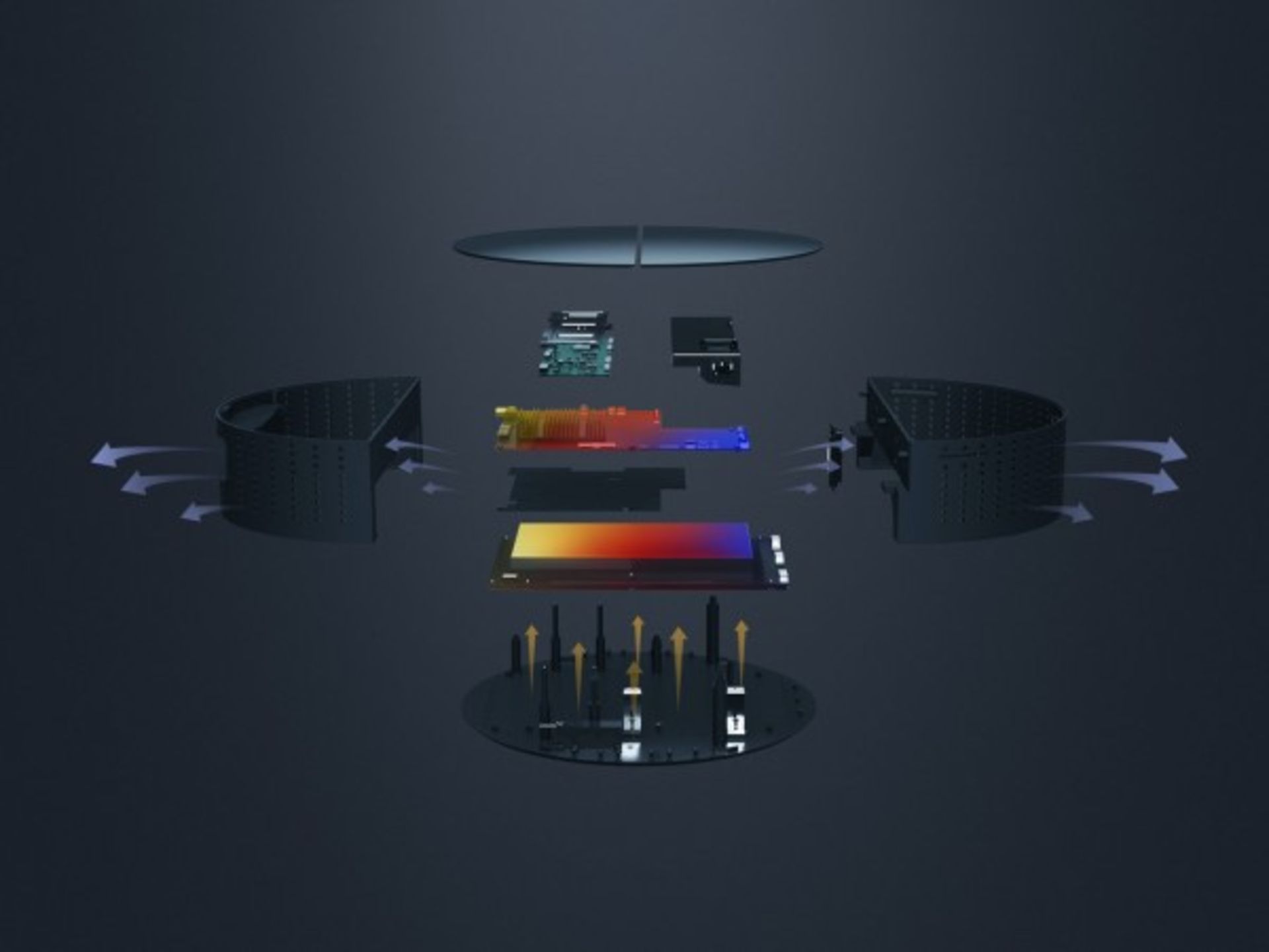 اجزای الکترونیکی جاسازی شده در قسمت زیرین تلویزیون Mi TV Lux شیائومی