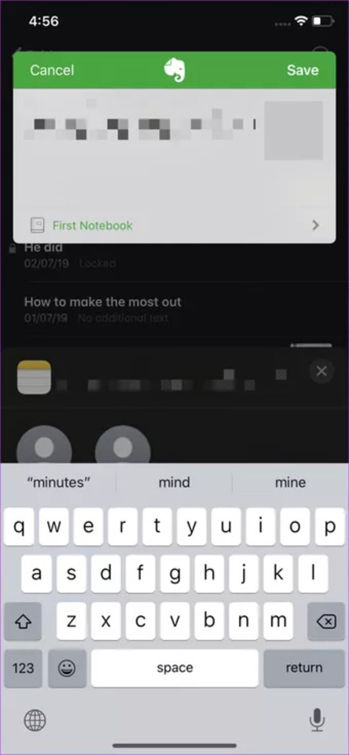 Evernote with keyboard