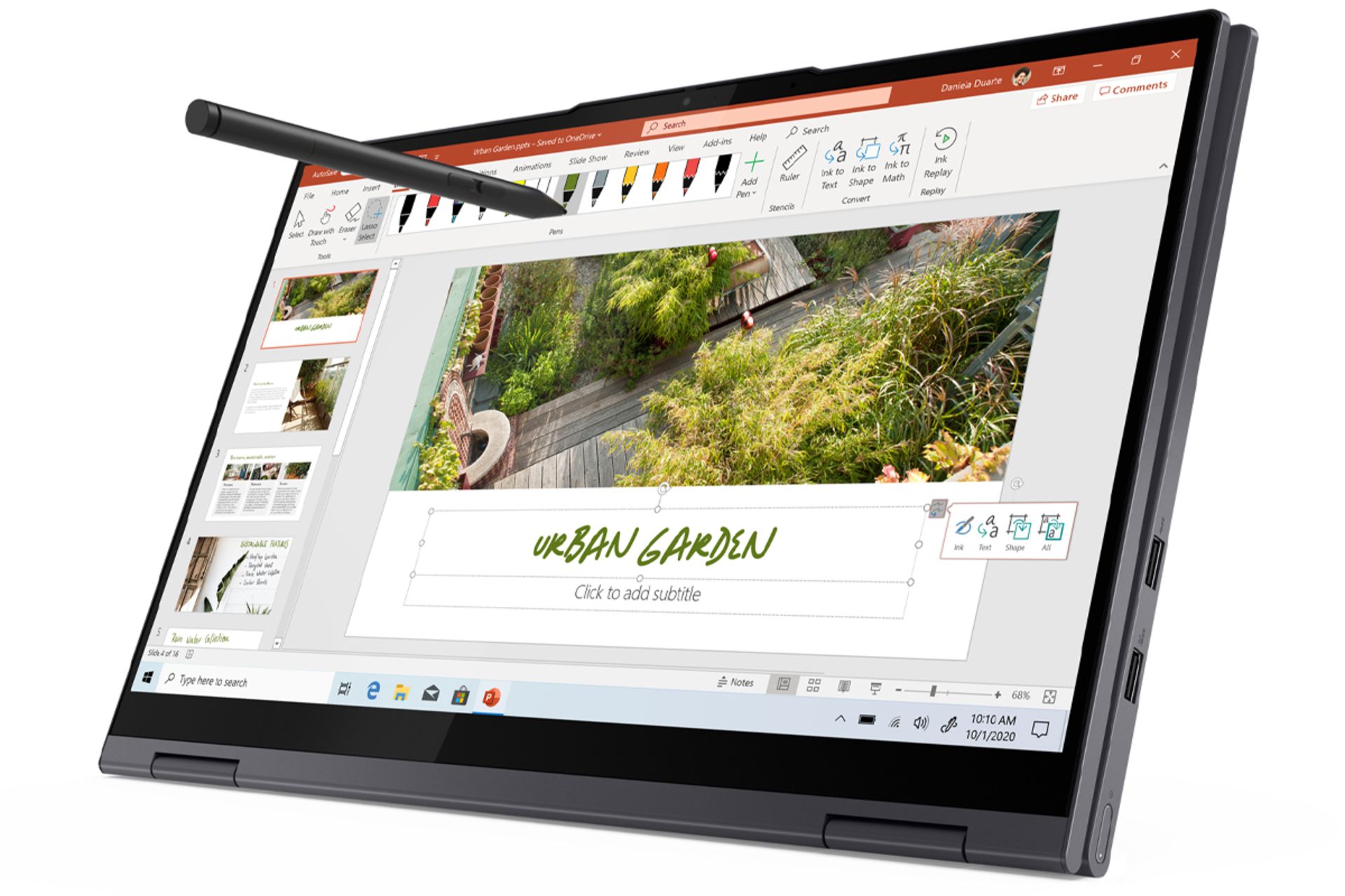 لپ تاپ تبدل شدنی لنوو یوگا 7 آی / Lenovo Yoga 7i در کنار قلم لمسی