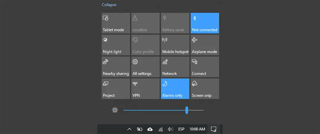 تنظیمات Notification center در ویندوز ۱۰