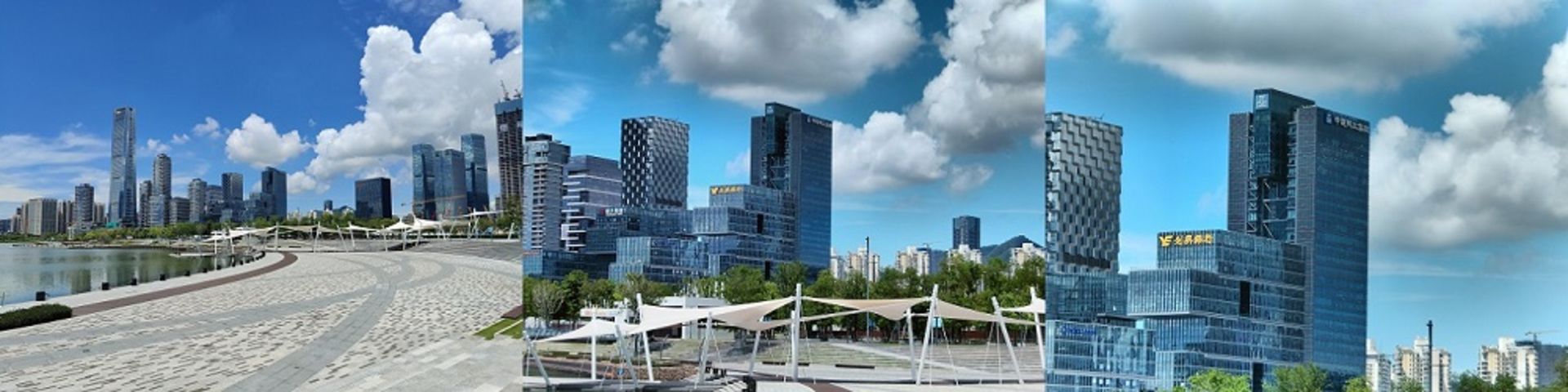 تصویر ساختمان آسمان ابری آبی بزرگ نمایی دوربین پریسکوپی اوپو