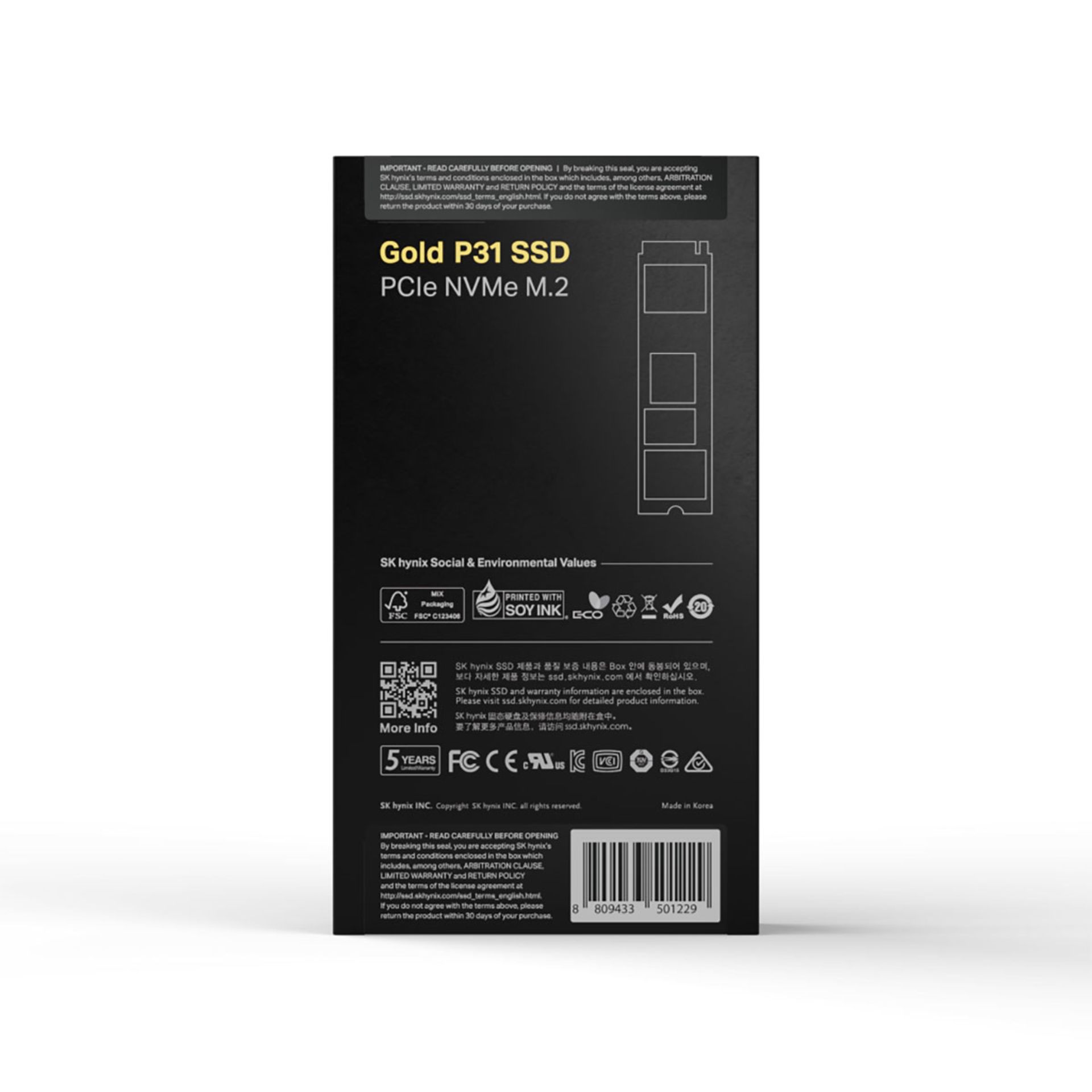 پشت بسته بندی حافظه SK Hynix Gold P31 SSD
