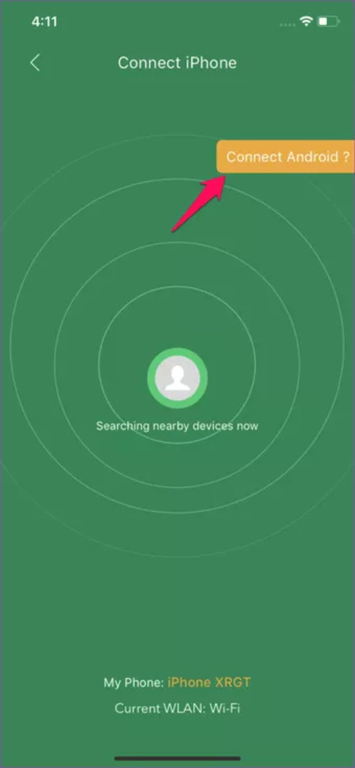 Phone finder radar page in xender application
