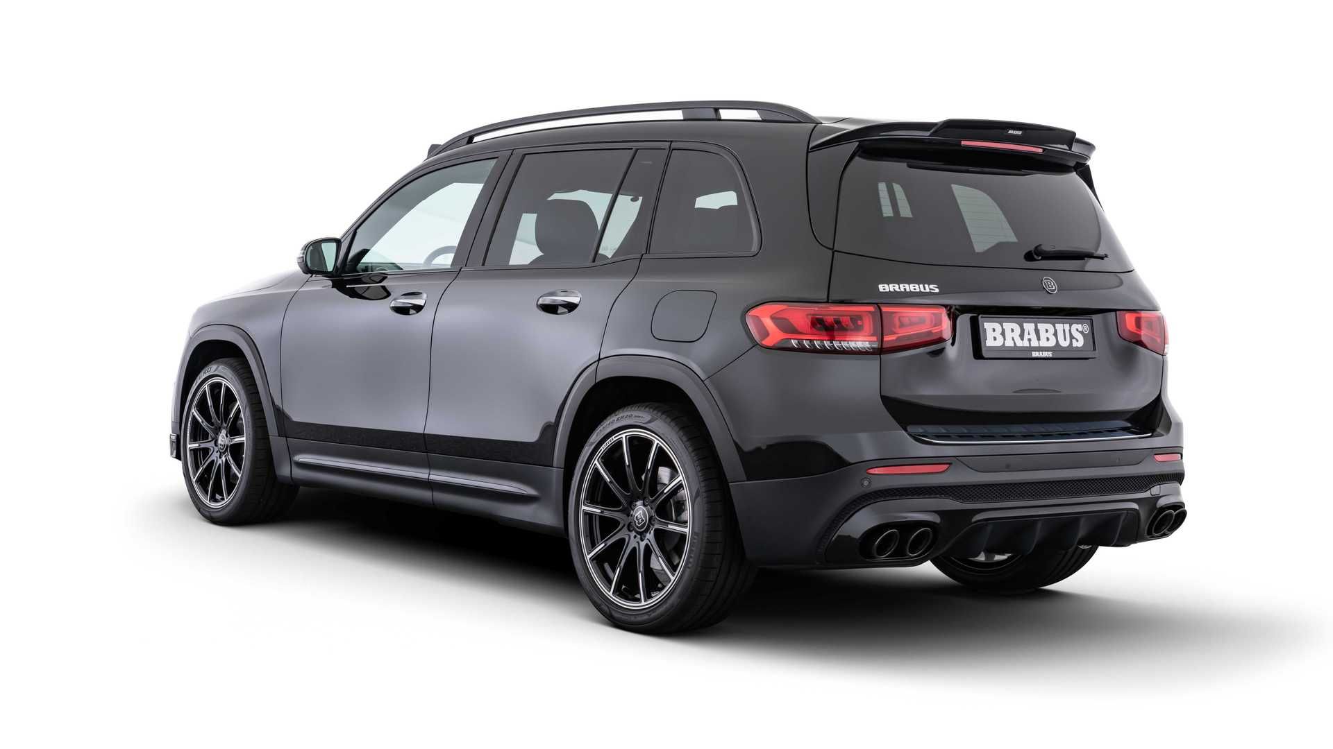 نمای سه چهارم عقب کراس اور مرسدس بنز جی ال بی تیونینگ برابوس / Brabus Mercedes-Benz GLB مشکی رنگ