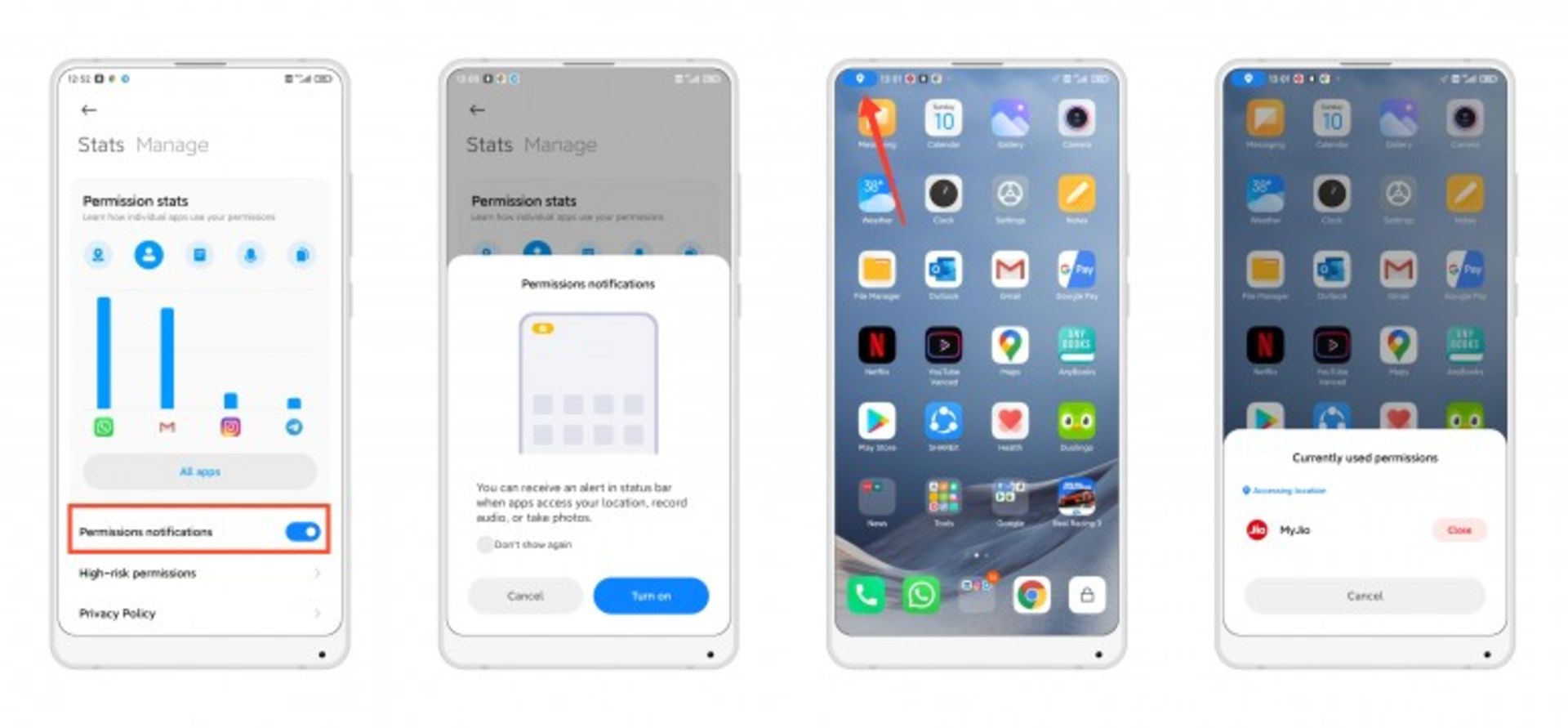 Permission Stat رابط کاربری MIUI 12 شیائومی