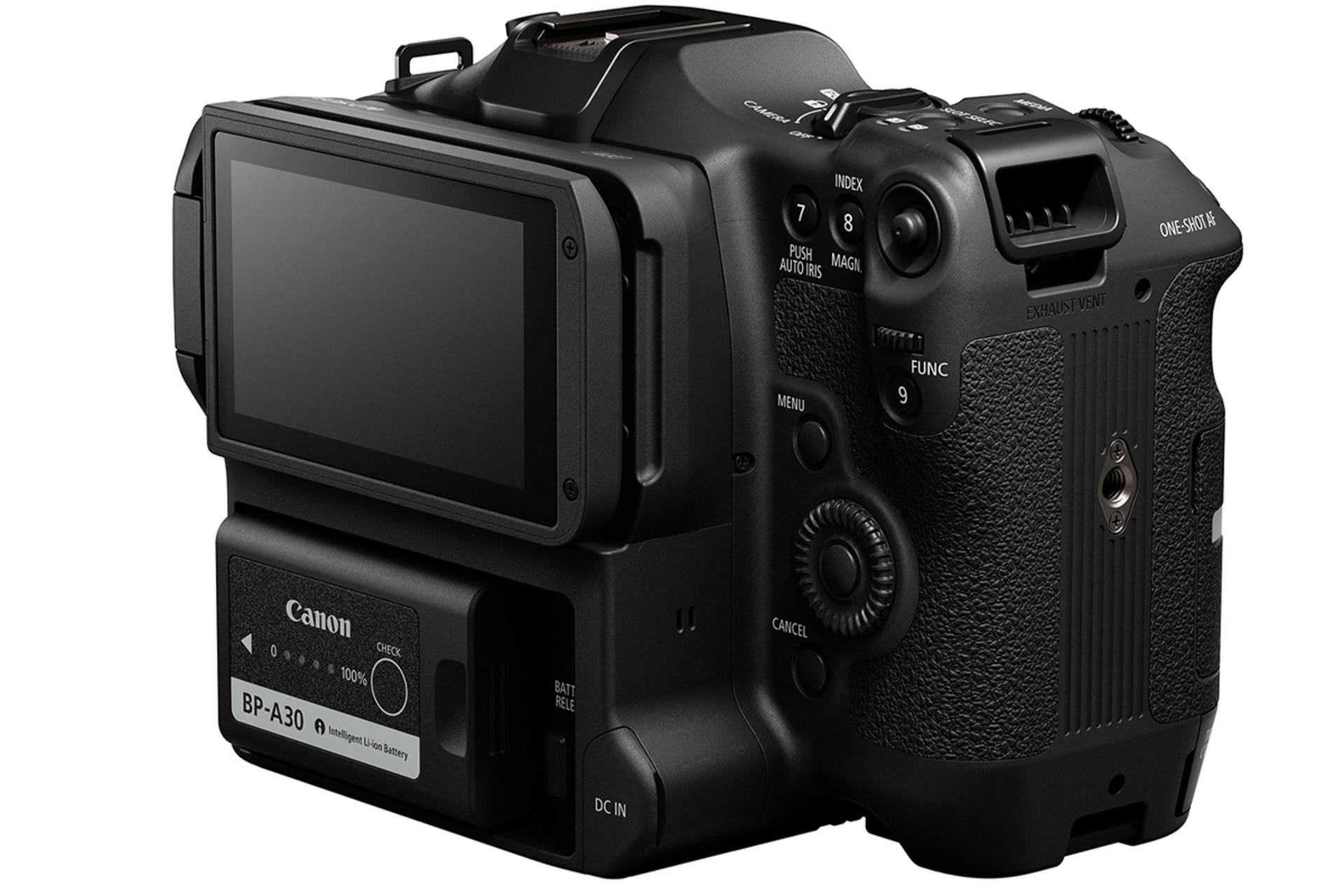 نمای پشت دوربین کانن EOS C70 نمایشگر LCD