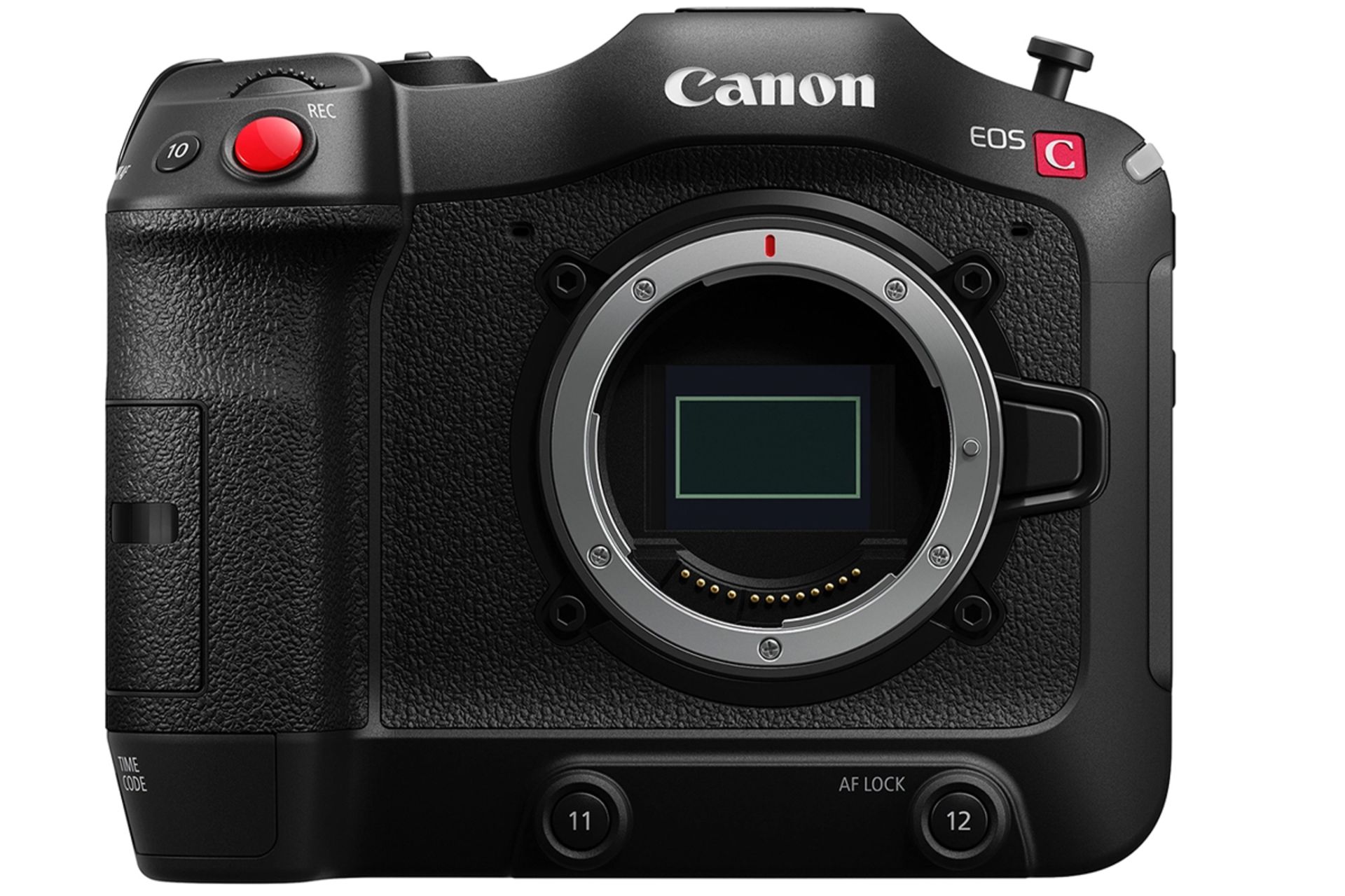 نمای جلو دوربین کانن EOS C70 بدون لنز