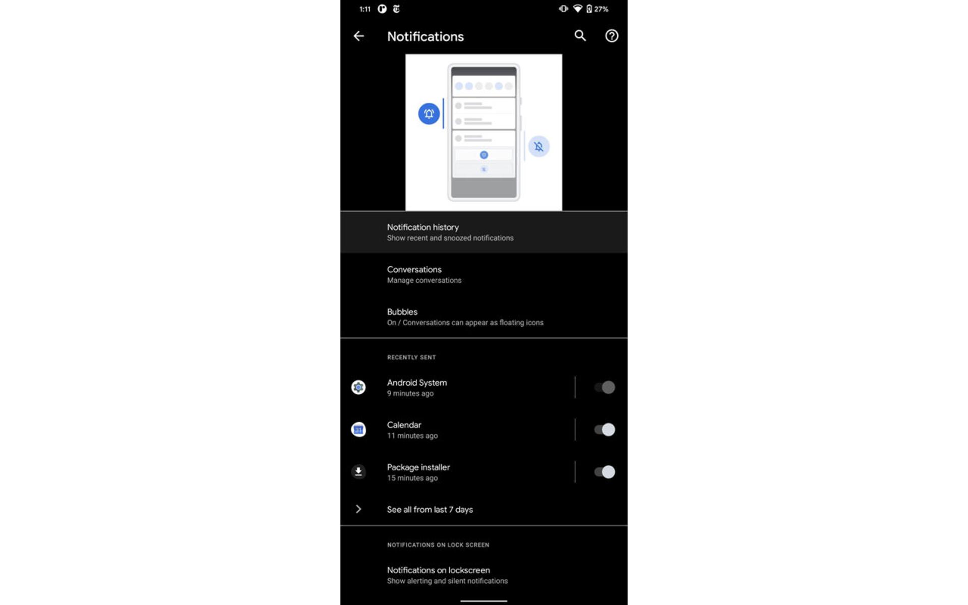 آموزش فعال سازی Notification History در اندروید 11