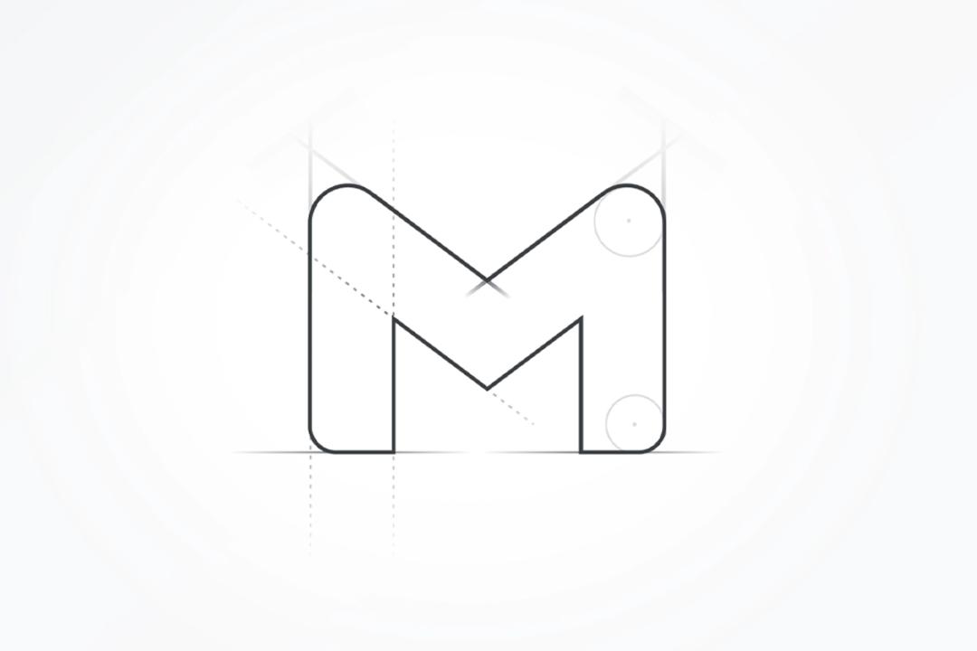 نقشه فنی لوگو جدید جیمیل / Google Gmail سفید
