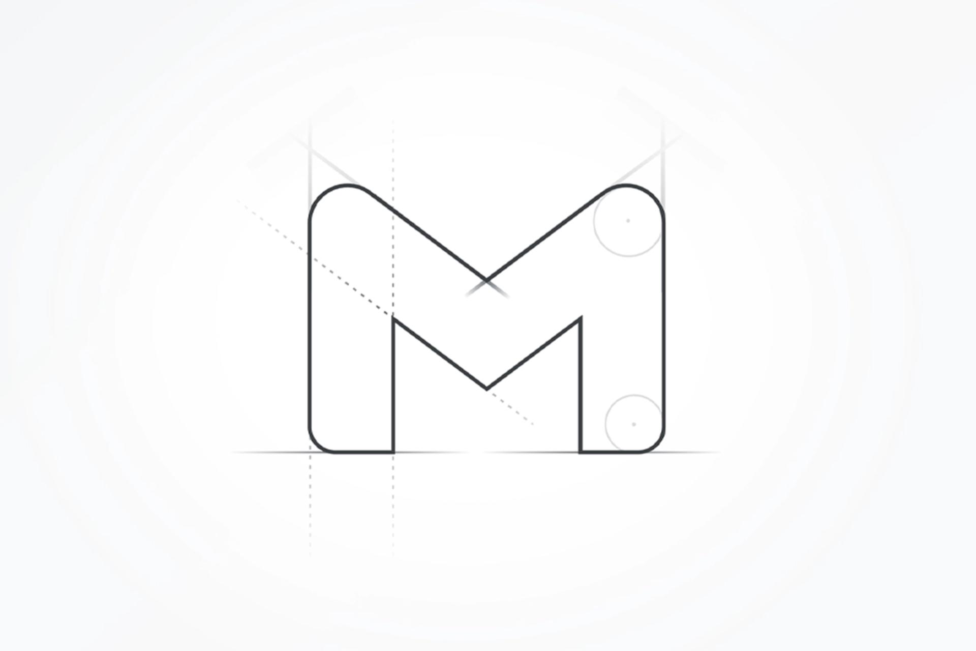 نقشه فنی لوگو جدید جیمیل / Google Gmail سفید