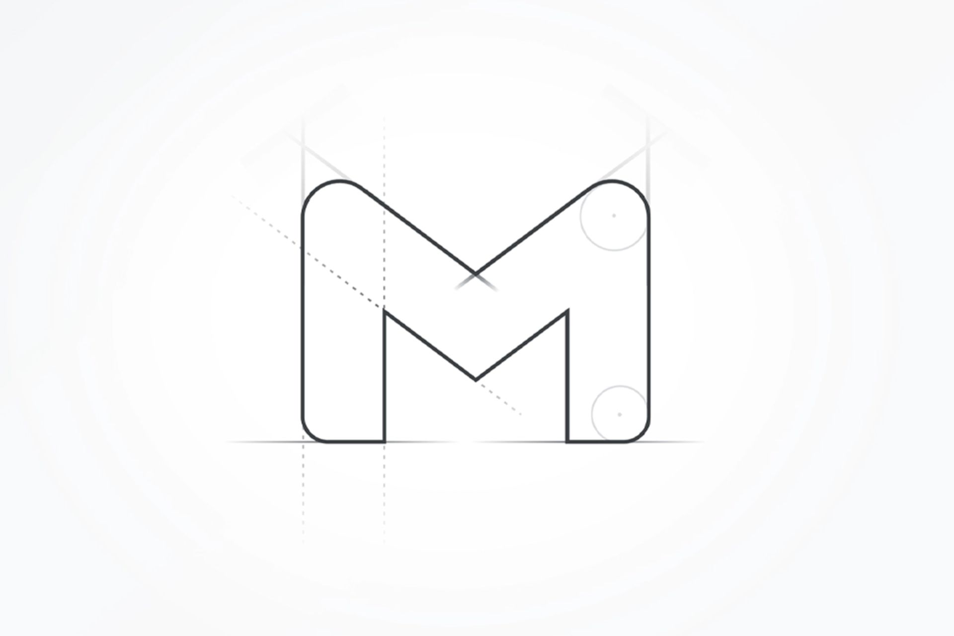 نقشه فنی لوگو جدید جیمیل / Google Gmail سفید